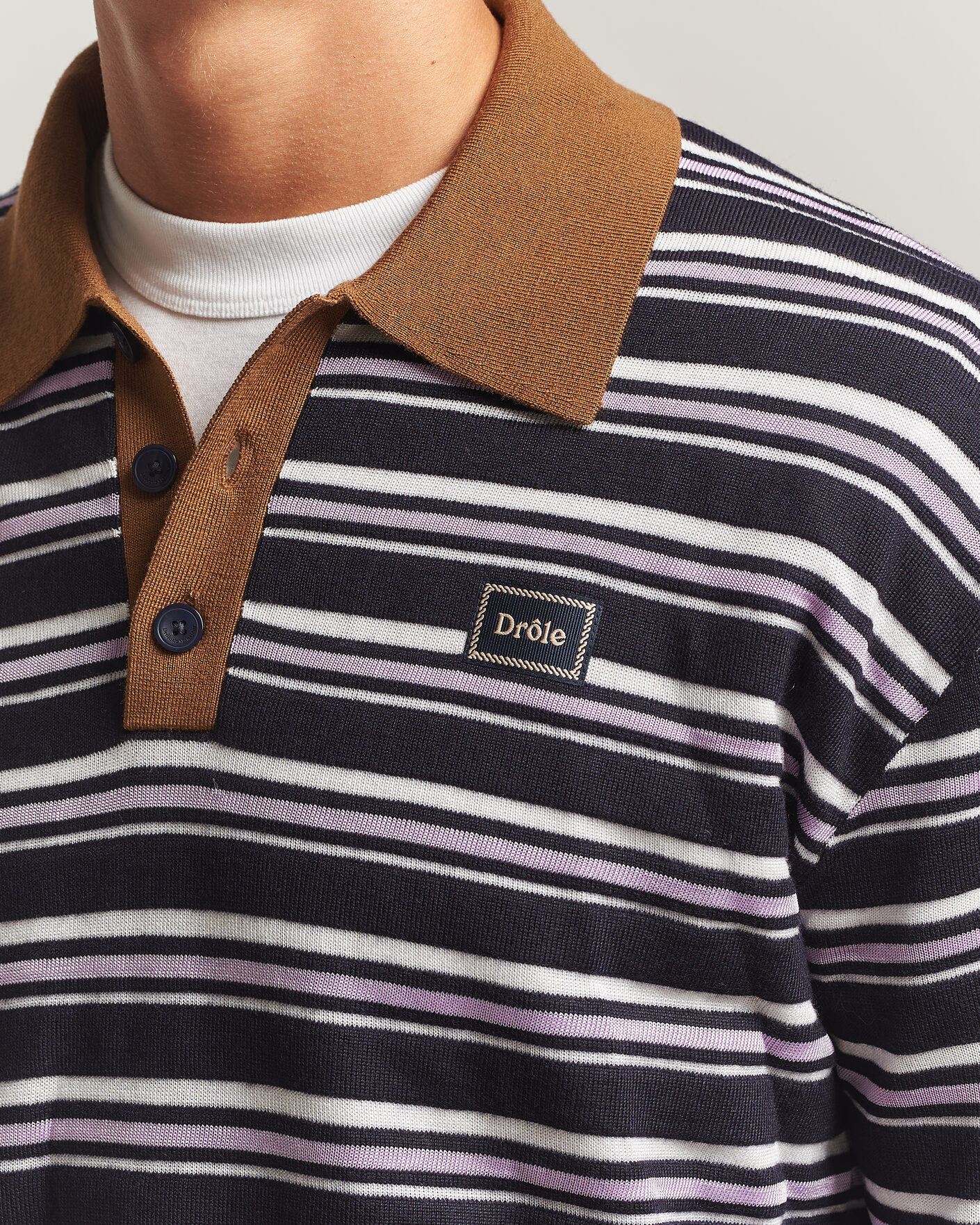 Men | Sweaters & Knitwear | Drôle de Monsieur | Striped Knitted Rugger Navy Multi