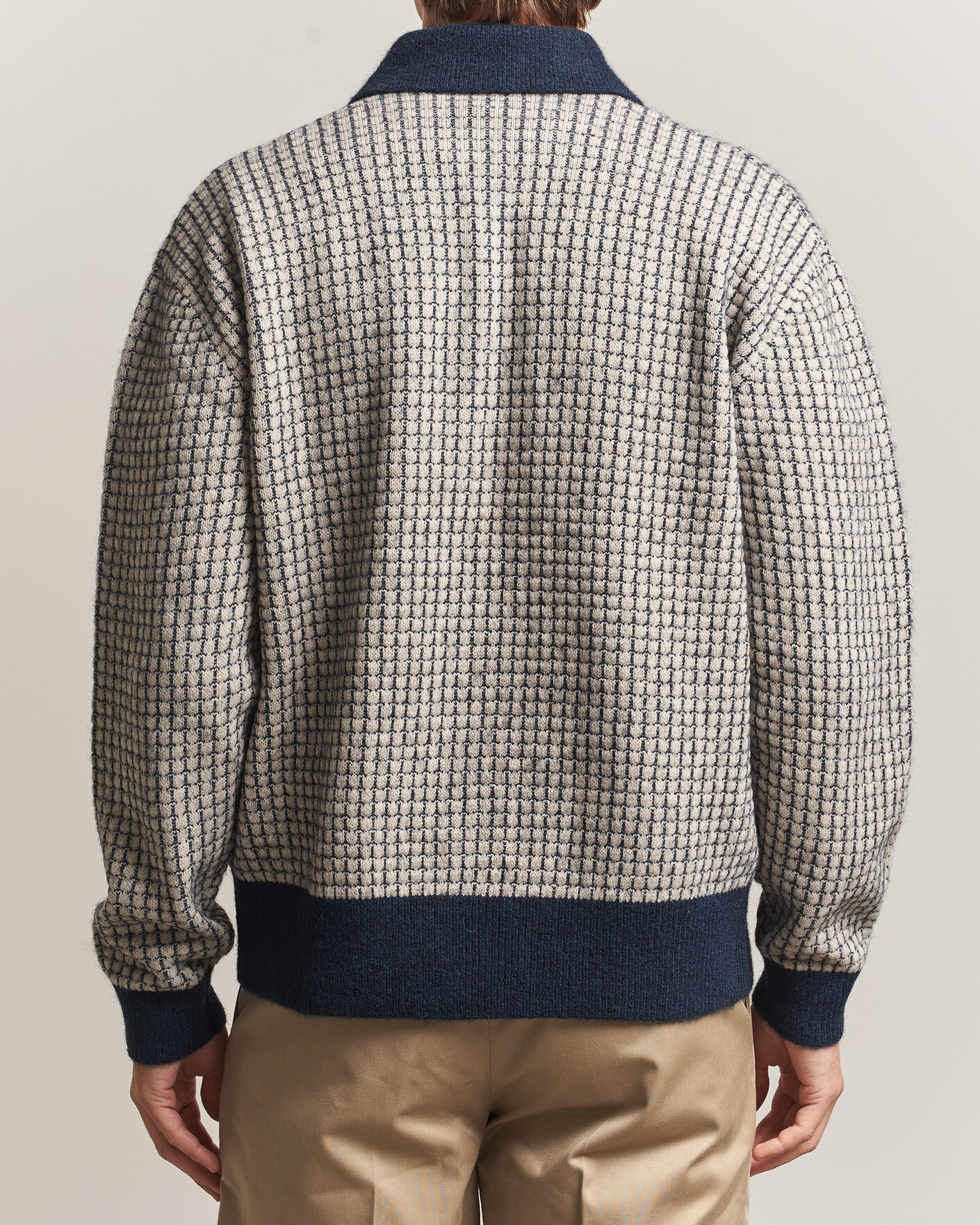 Men | Sweaters & Knitwear | Drôle de Monsieur | Waffle Knitted Cardigan Navy