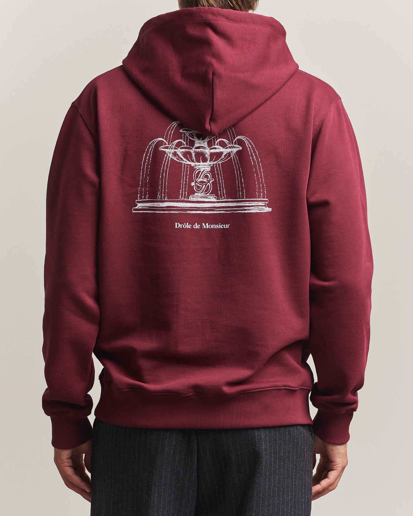 Men | Sweaters & Knitwear | Drôle de Monsieur | Fountain Printed Hoodie Burgundy