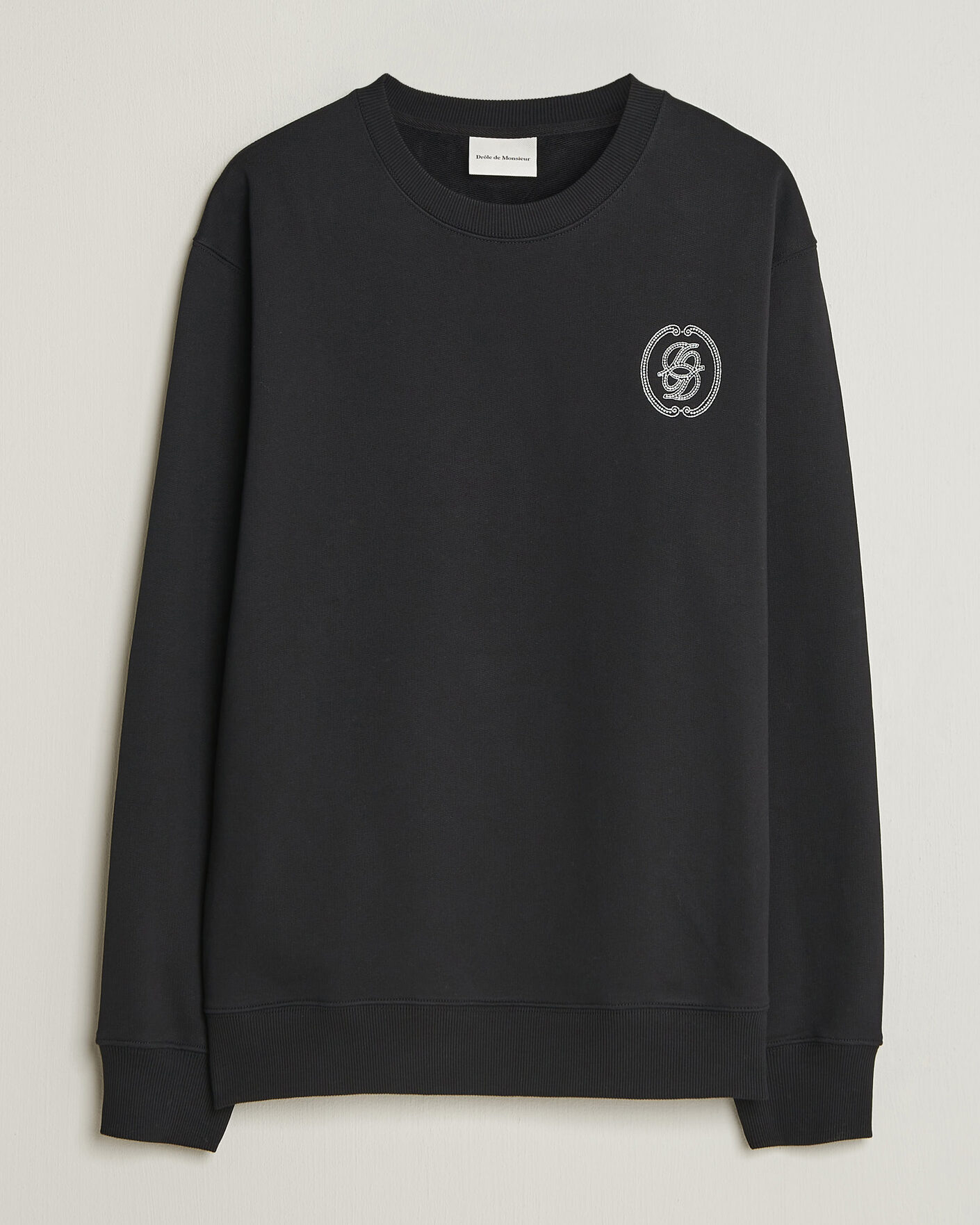 Men | Sweaters & Knitwear | Drôle de Monsieur | Mirror D Embroidered Sweatshirt Black