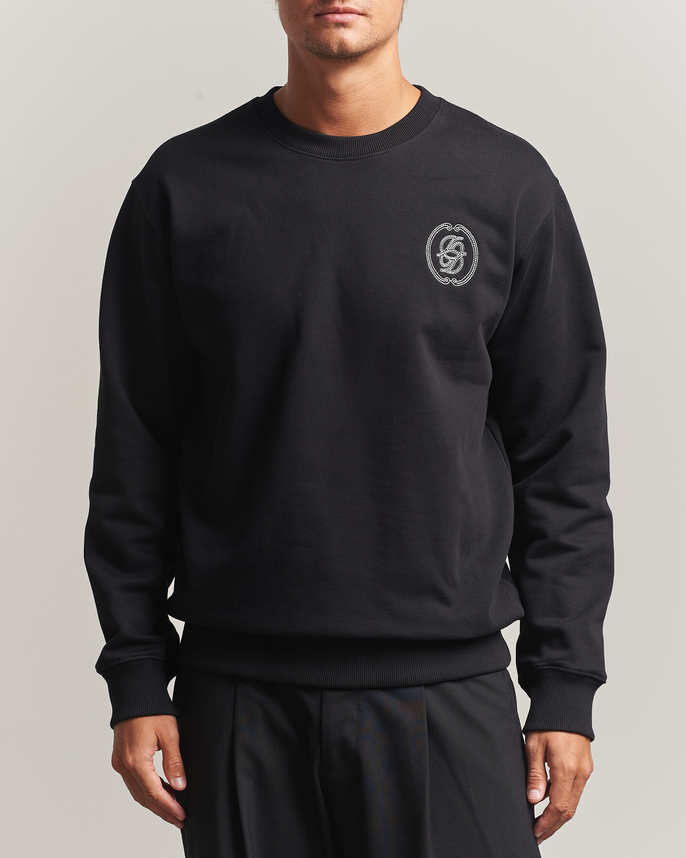 Men | Sweaters & Knitwear | Drôle de Monsieur | Mirror D Embroidered Sweatshirt Black