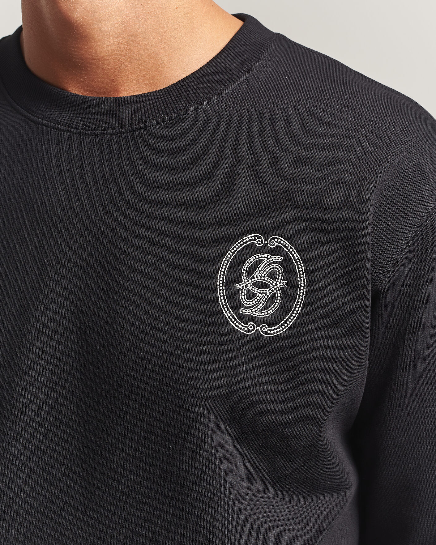 Men | Sweaters & Knitwear | Drôle de Monsieur | Mirror D Embroidered Sweatshirt Black