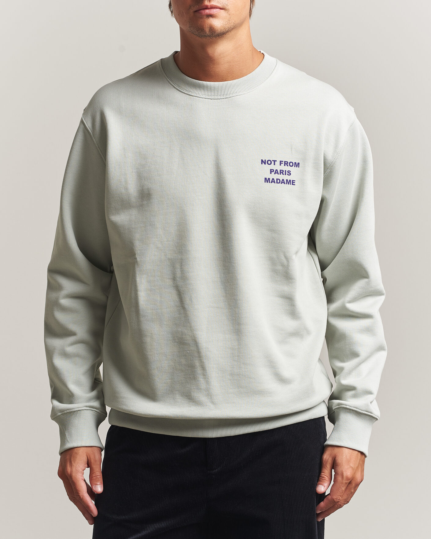Men | Sweaters & Knitwear | Drôle de Monsieur | Bold Slogan Sweatshirt Grey