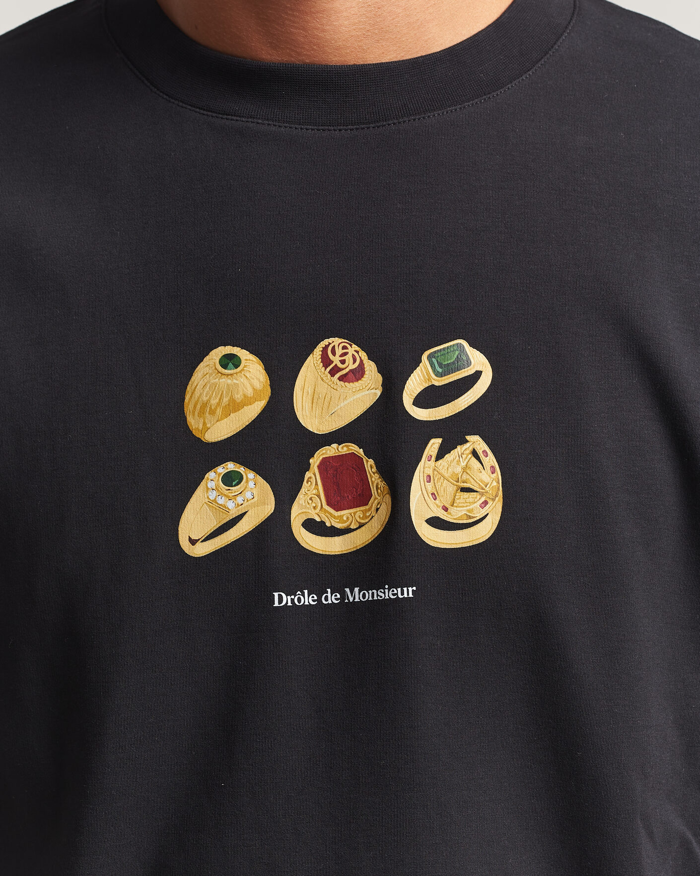Men | T-Shirts | Drôle de Monsieur | Rings T-Shirt Black