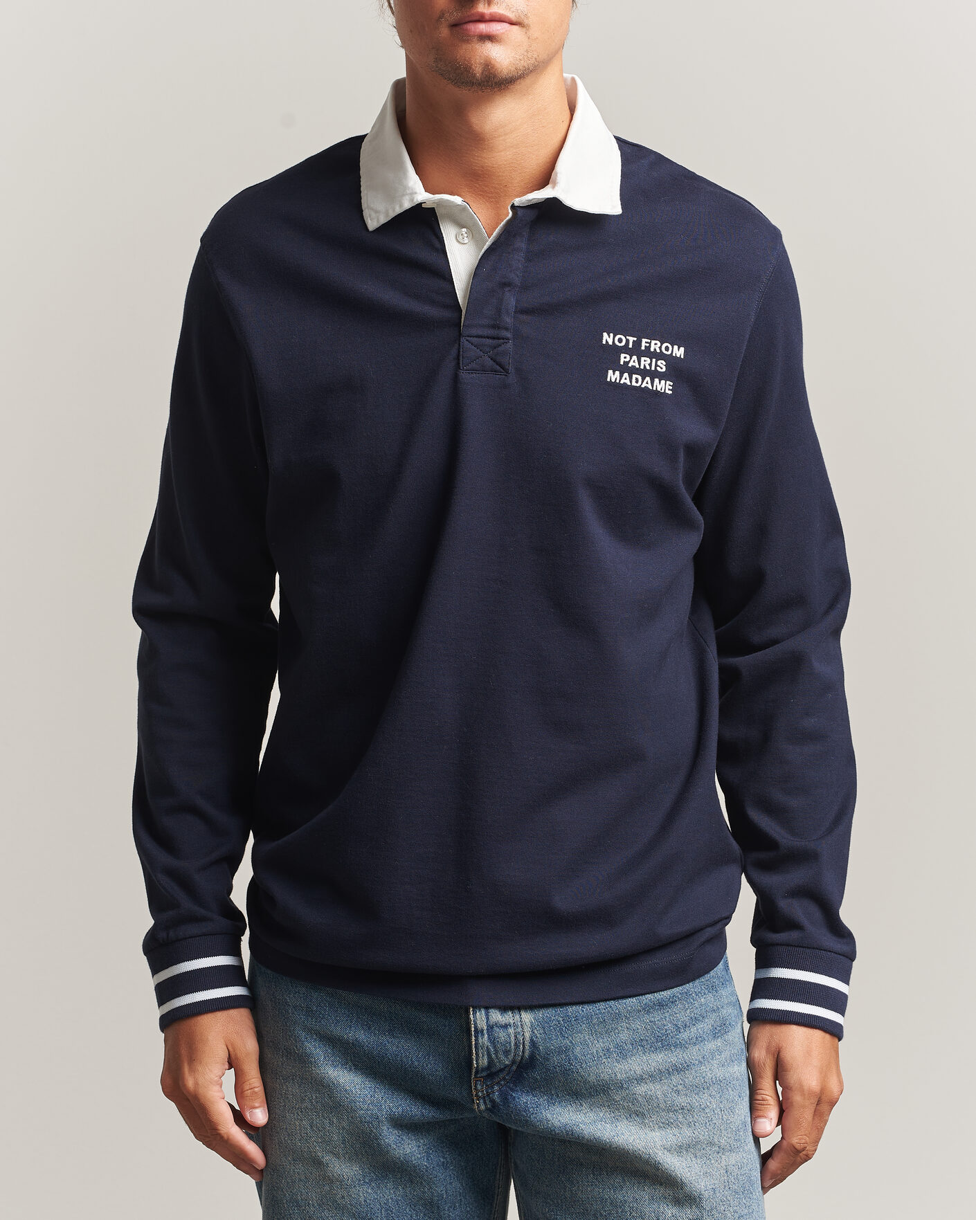 Men | Sweaters & Knitwear | Drôle de Monsieur | Slogan Rugger Navy