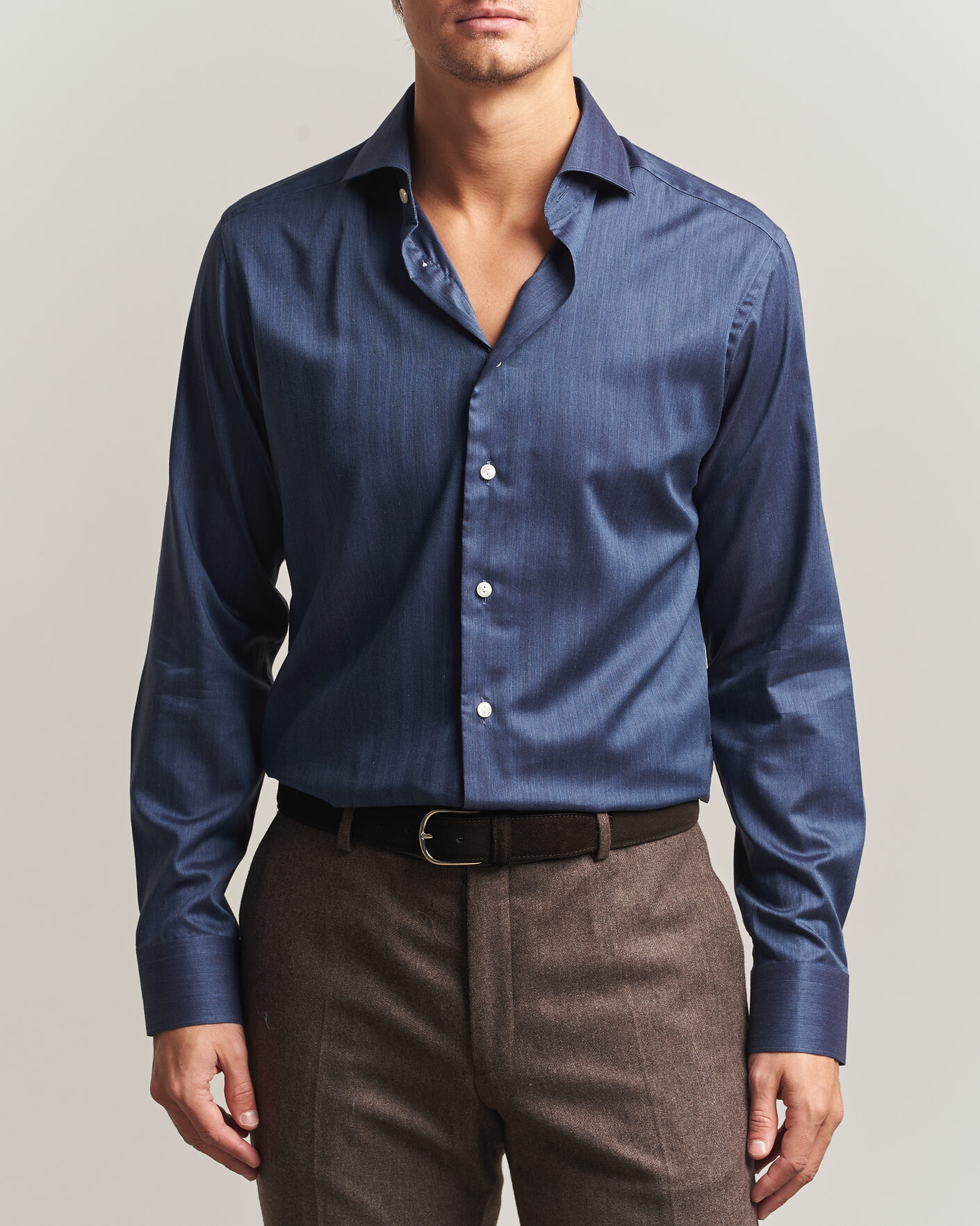 Men | Shirts | Eton | Slim Fit Signature Flannel Shirt Dark Blue