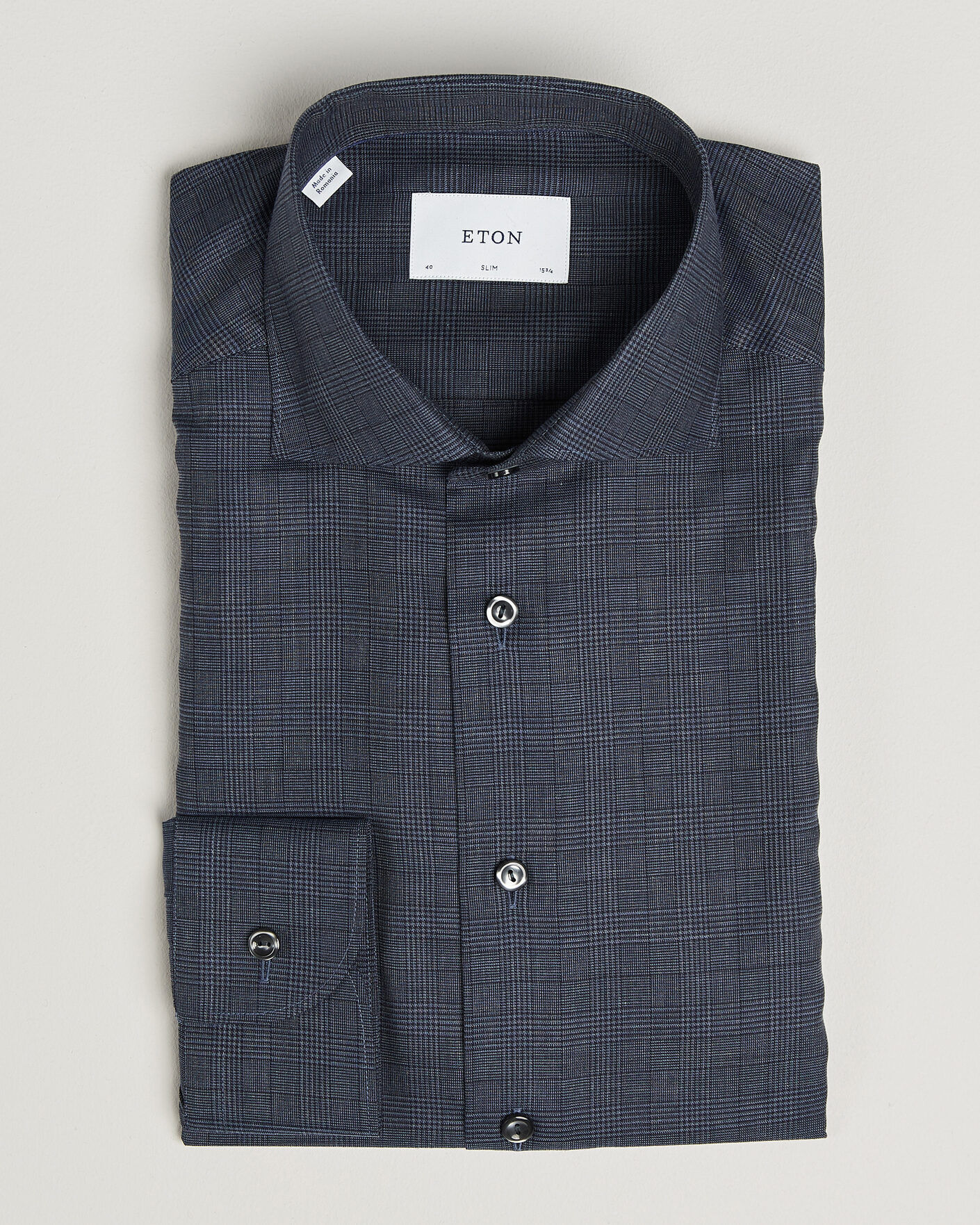 Men | Shirts | Eton | Slim Fit Signature Flannel Checked Shirt Dark Blue