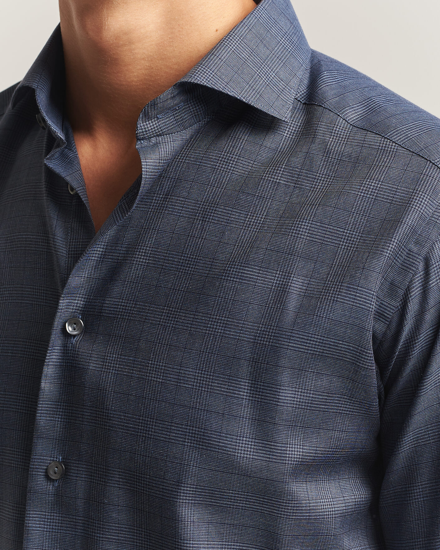 Men | Shirts | Eton | Slim Fit Signature Flannel Checked Shirt Dark Blue