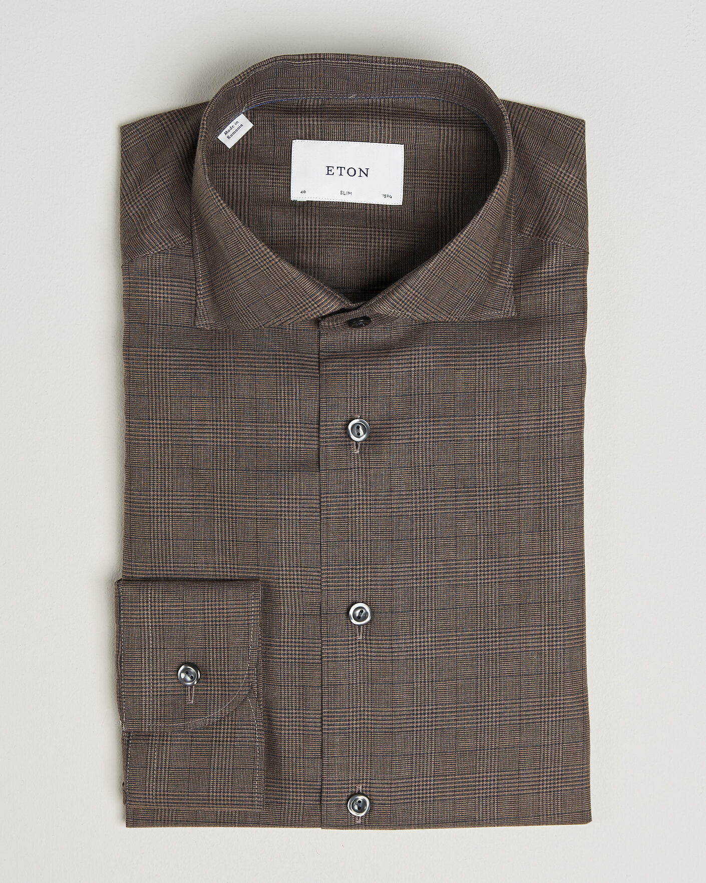 Men | Shirts | Eton | Slim Fit Signature Flannel Checked Shirt Dark Brown