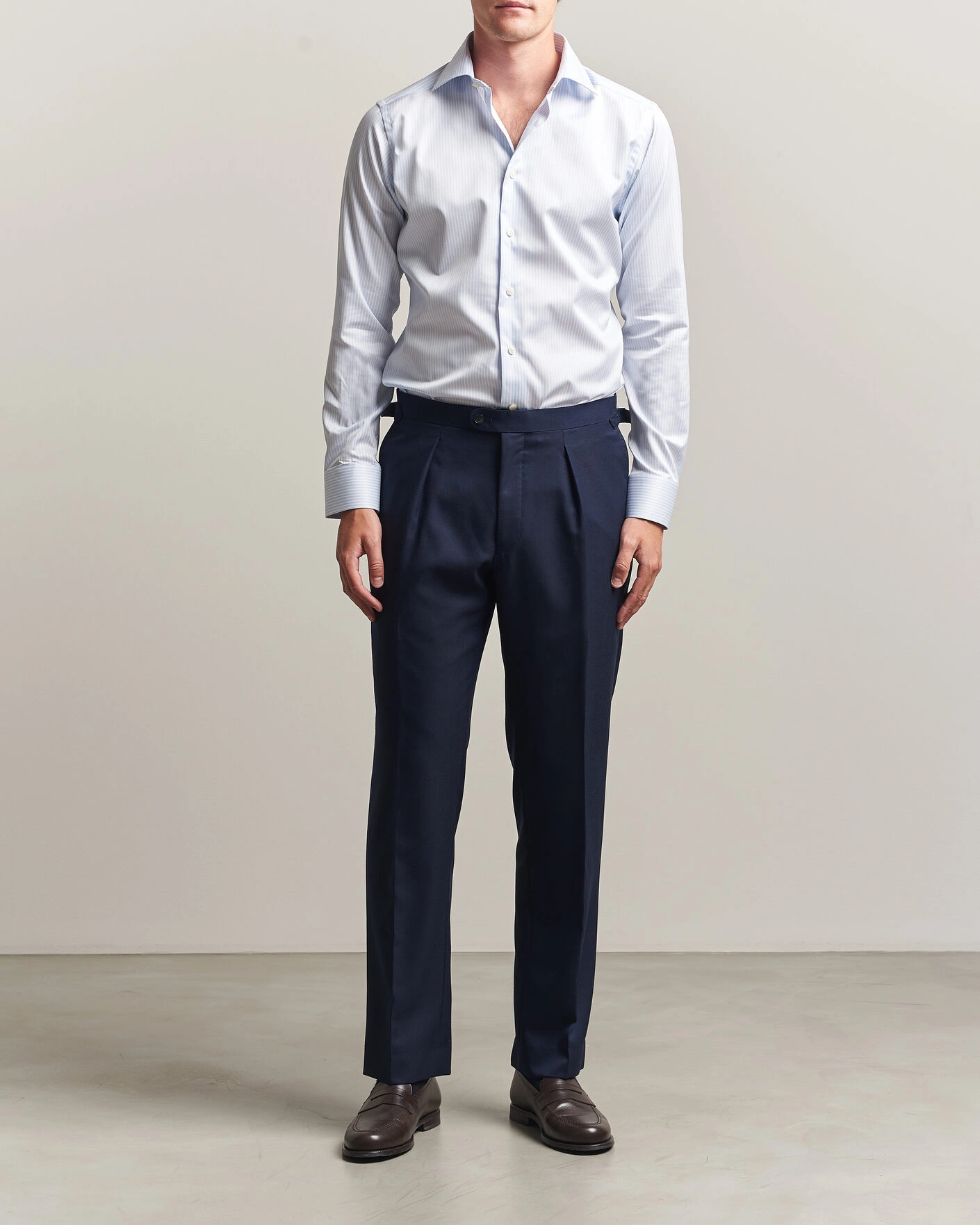 Men | Shirts | Eton | Slim Fit Signature Twill Striped Shirt Light Blue