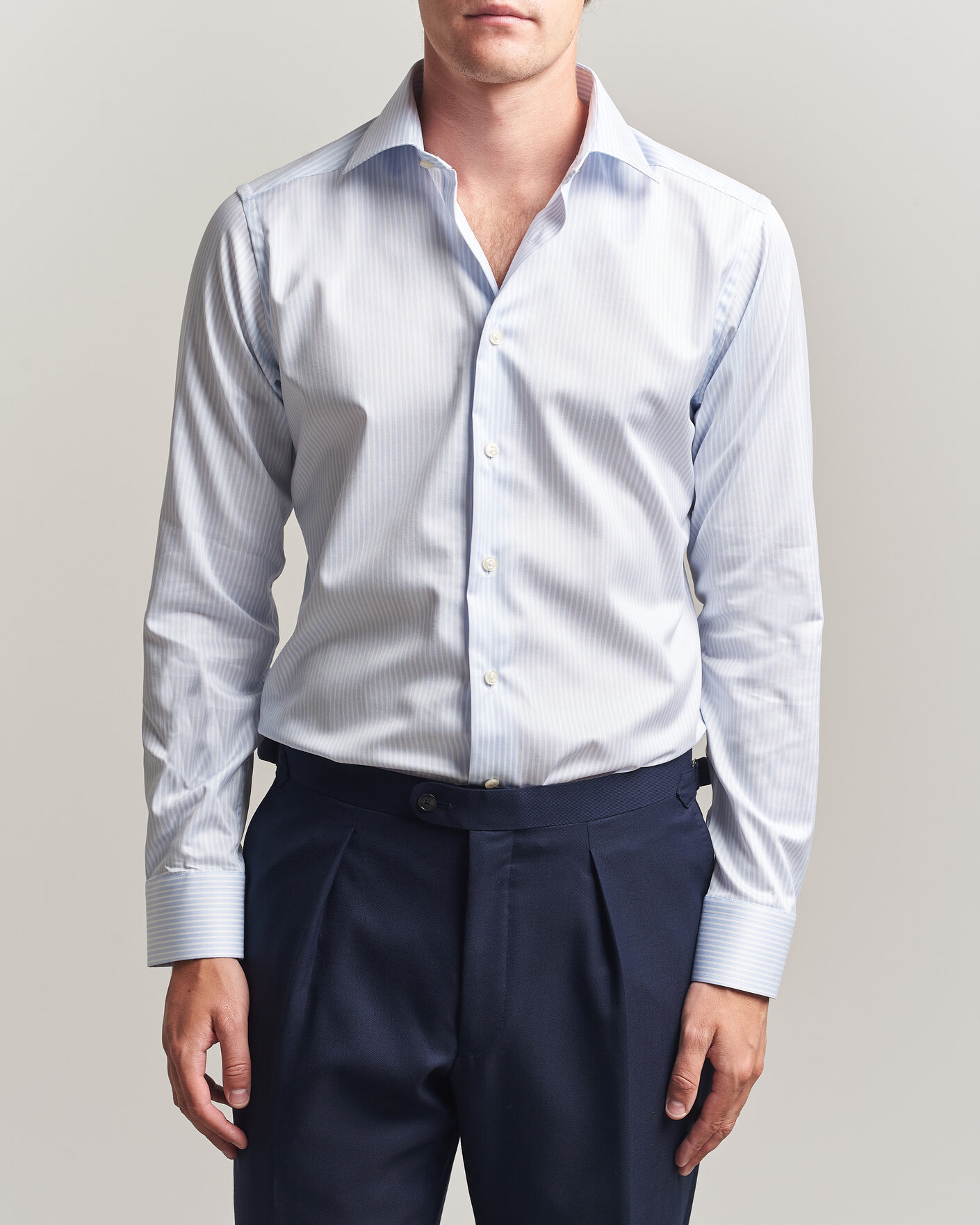 Men | Shirts | Eton | Slim Fit Signature Twill Striped Shirt Light Blue