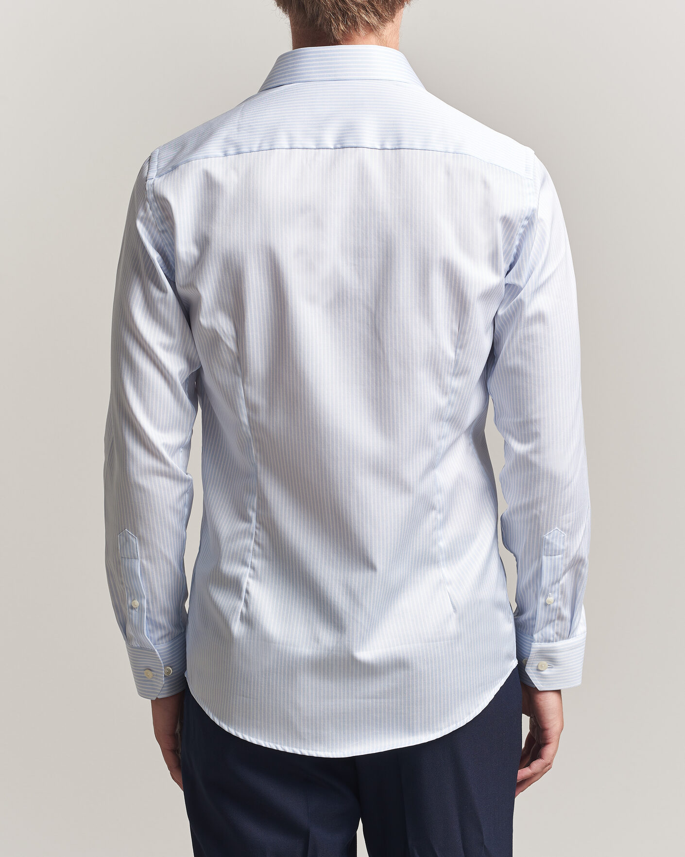 Men | Shirts | Eton | Slim Fit Signature Twill Striped Shirt Light Blue