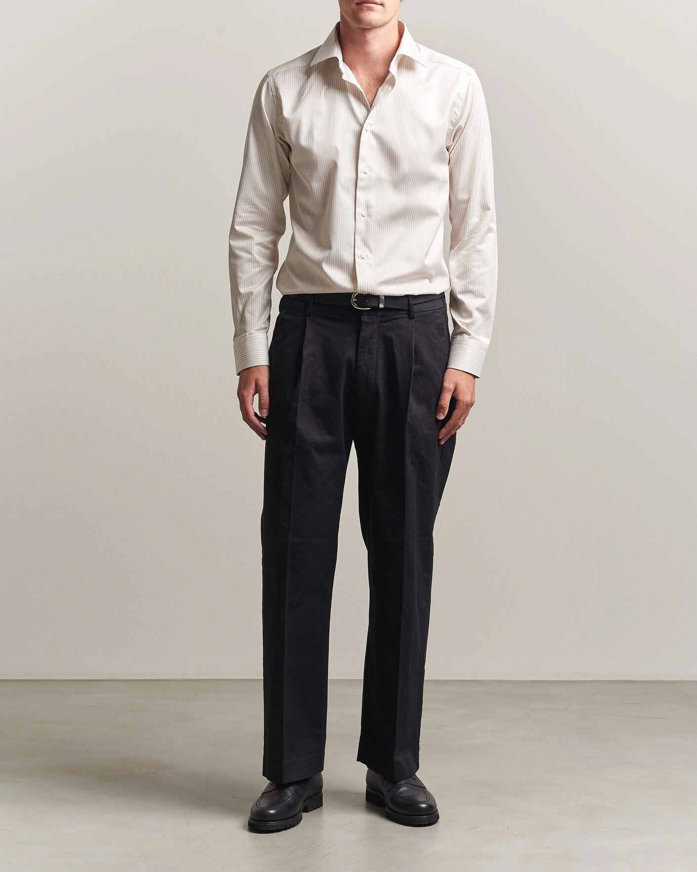 Men | Shirts | Eton | Slim Fit Signature Twill Striped Shirt Beige