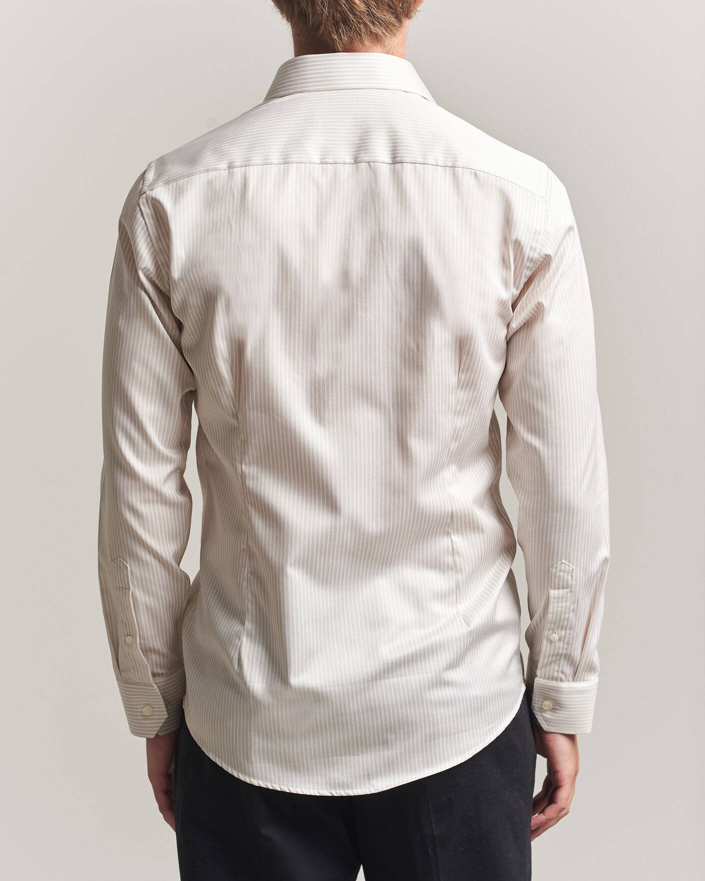 Men | Shirts | Eton | Slim Fit Signature Twill Striped Shirt Beige