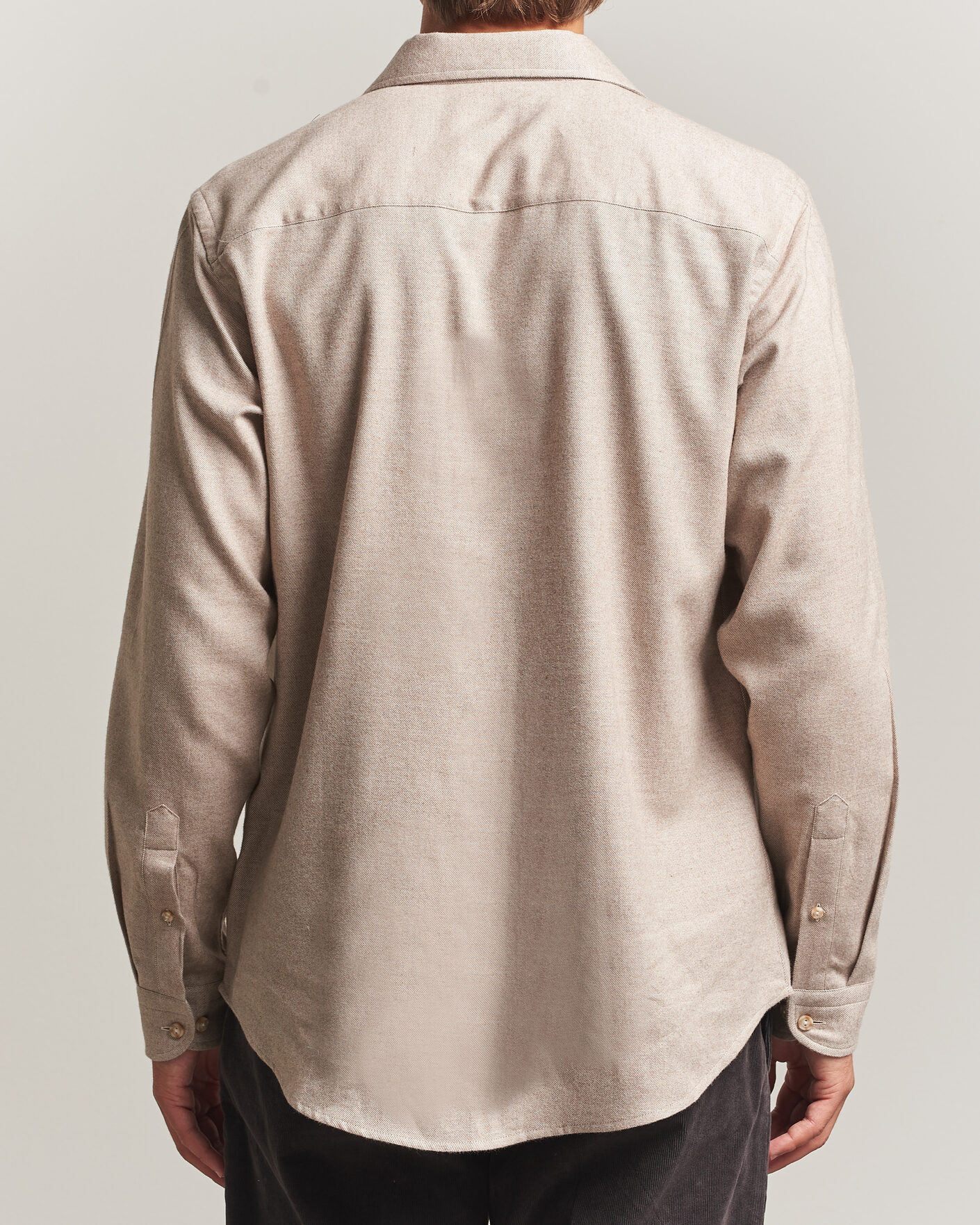 Men | Shirts | Eton | Casual Fit One Piece Collar Flannel Shirt Beige