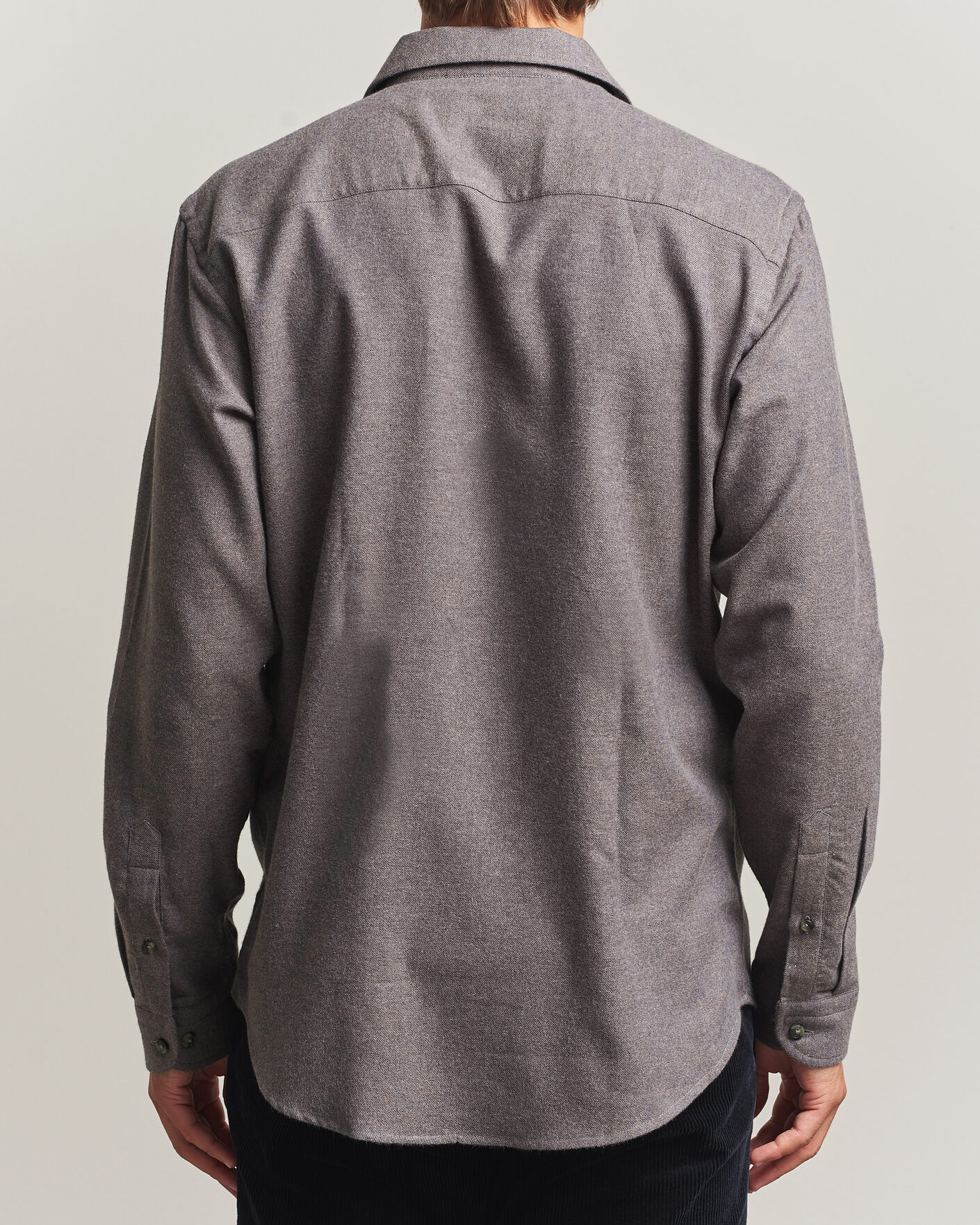 Men | Shirts | Eton | Casual Fit One Piece Collar Flannel Shirt Dark Brown