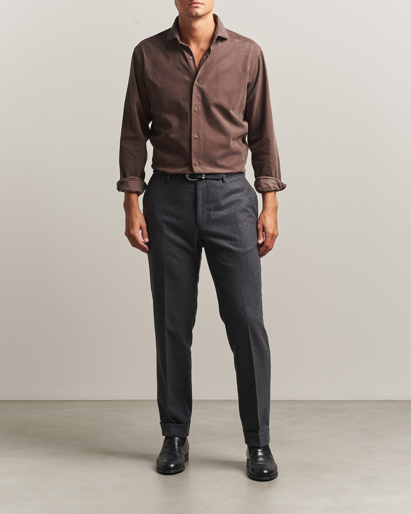 Men | Shirts | Eton | Casual Fit Corduroy Shirt Dark Brown
