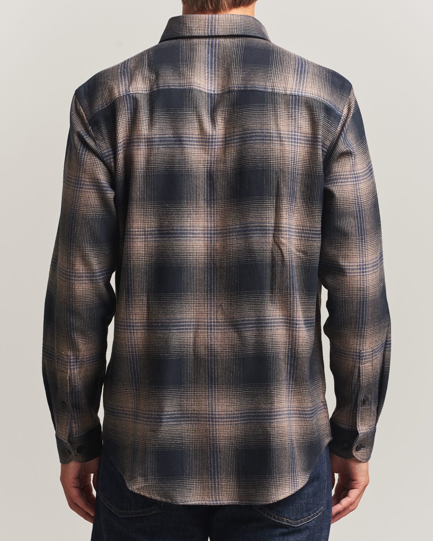 Men | Shirts | Eton | Casual Fit Checked Flannel Shirt Navy Blue