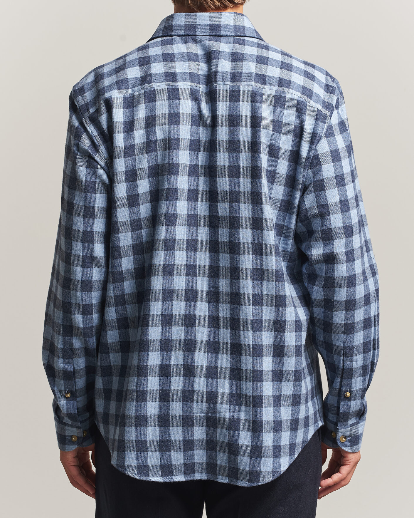 Men | Shirts | Eton | Casual Fit Checked Flannel Shirt Mid Blue