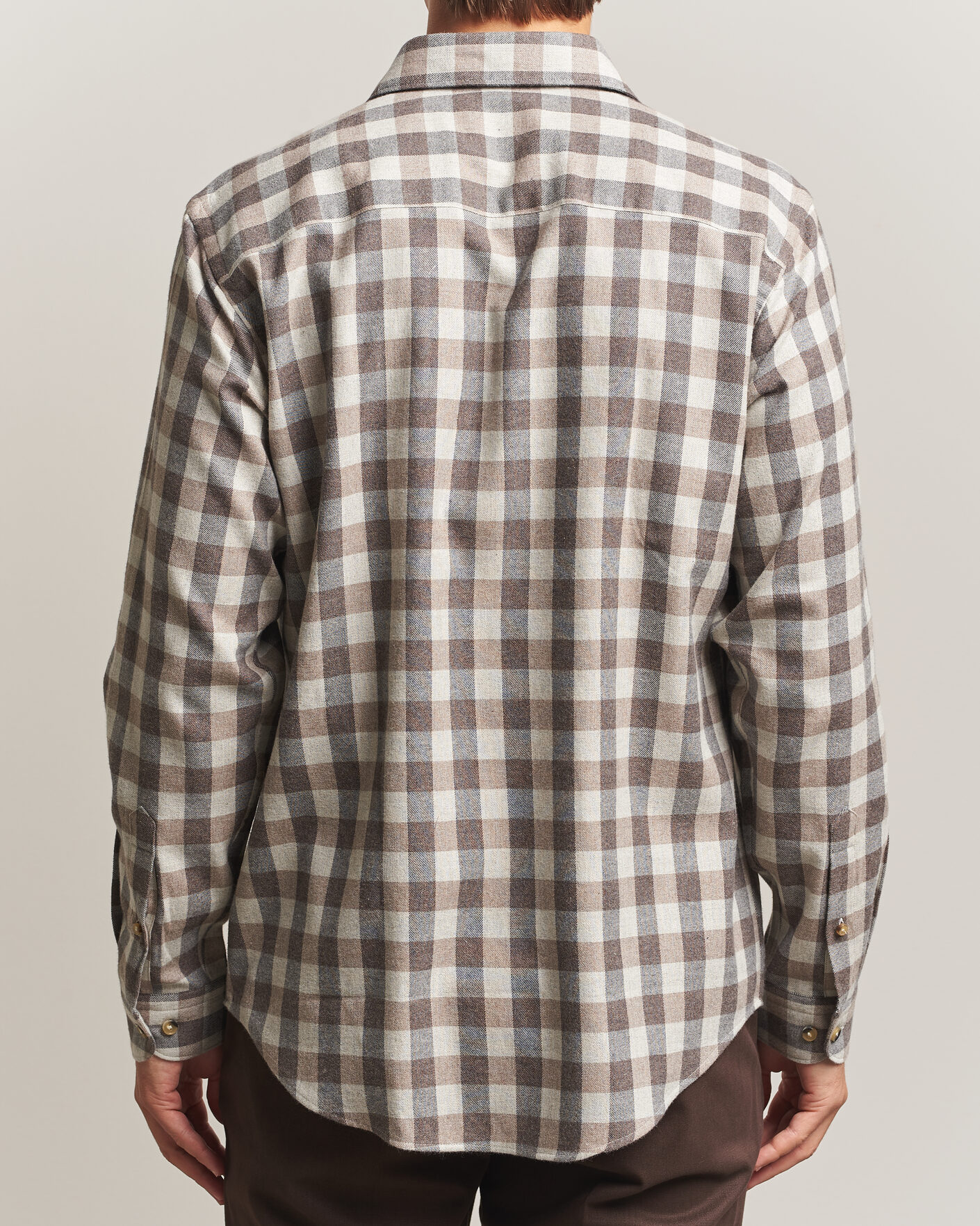 Men | Shirts | Eton | Casual Fit Checked Flannel Shirt Beige