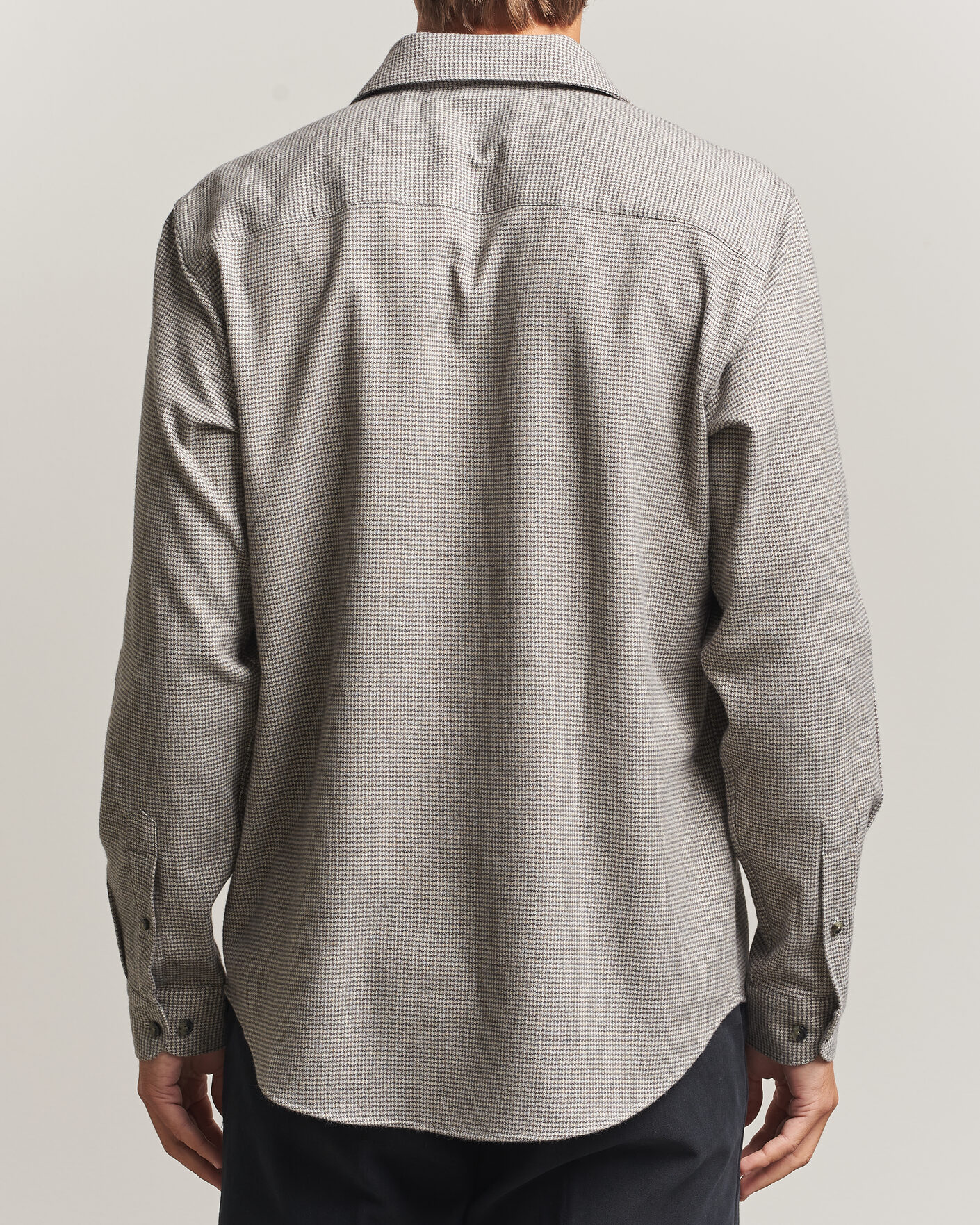Men | Shirts | Eton | Casual Fit Houndstooth Flannel Shirt Mid Grey