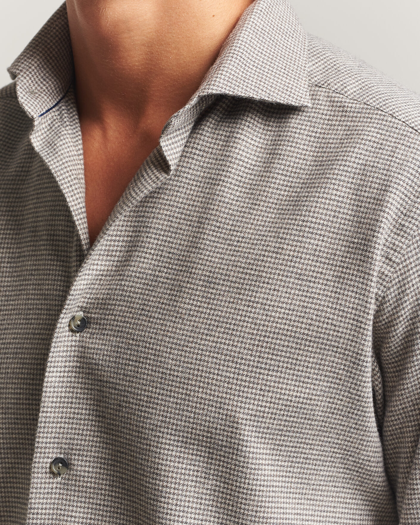 Men | Shirts | Eton | Casual Fit Houndstooth Flannel Shirt Mid Grey