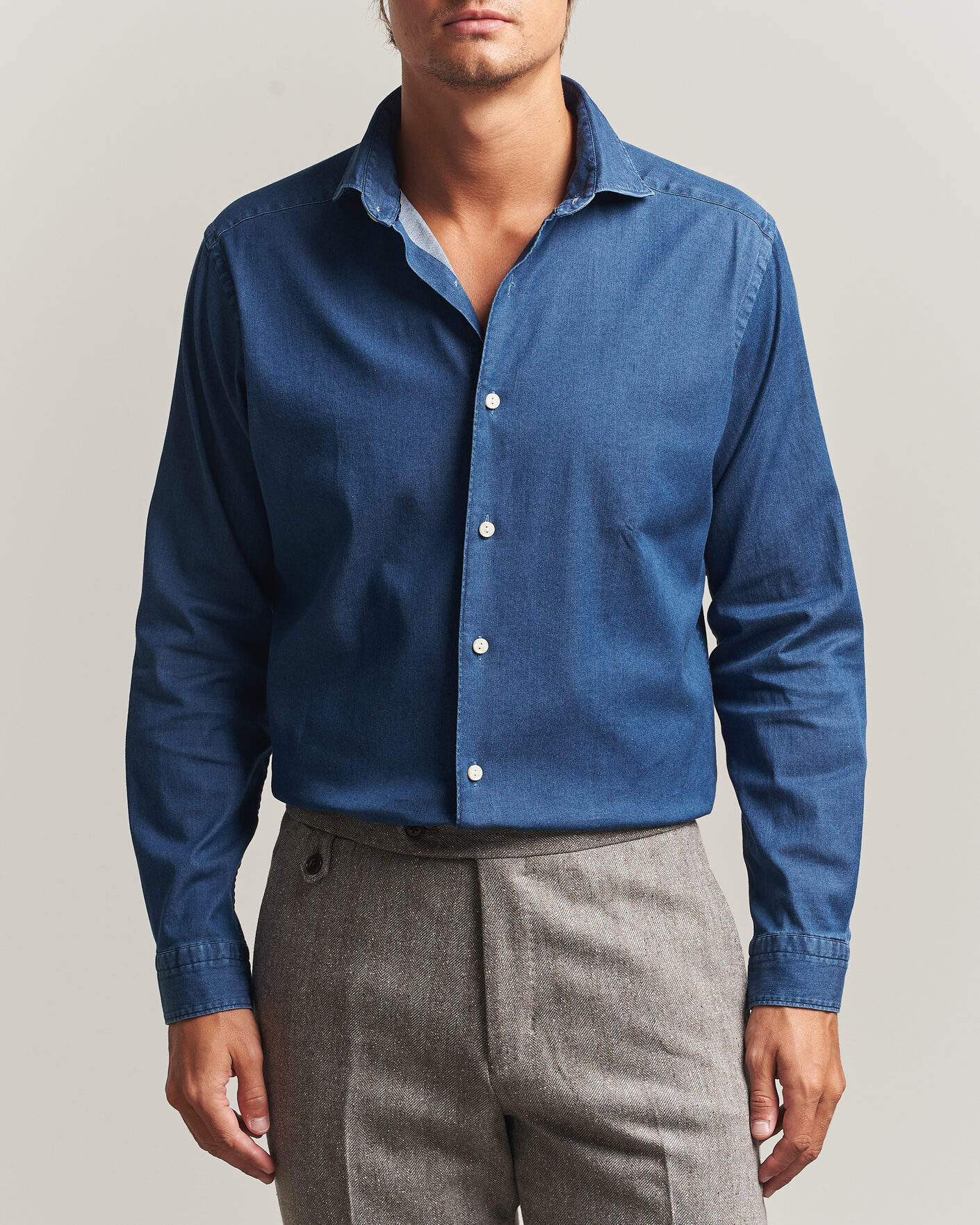 Men | Shirts | Eton | Casual Fit Denim Shirt Dark Wash