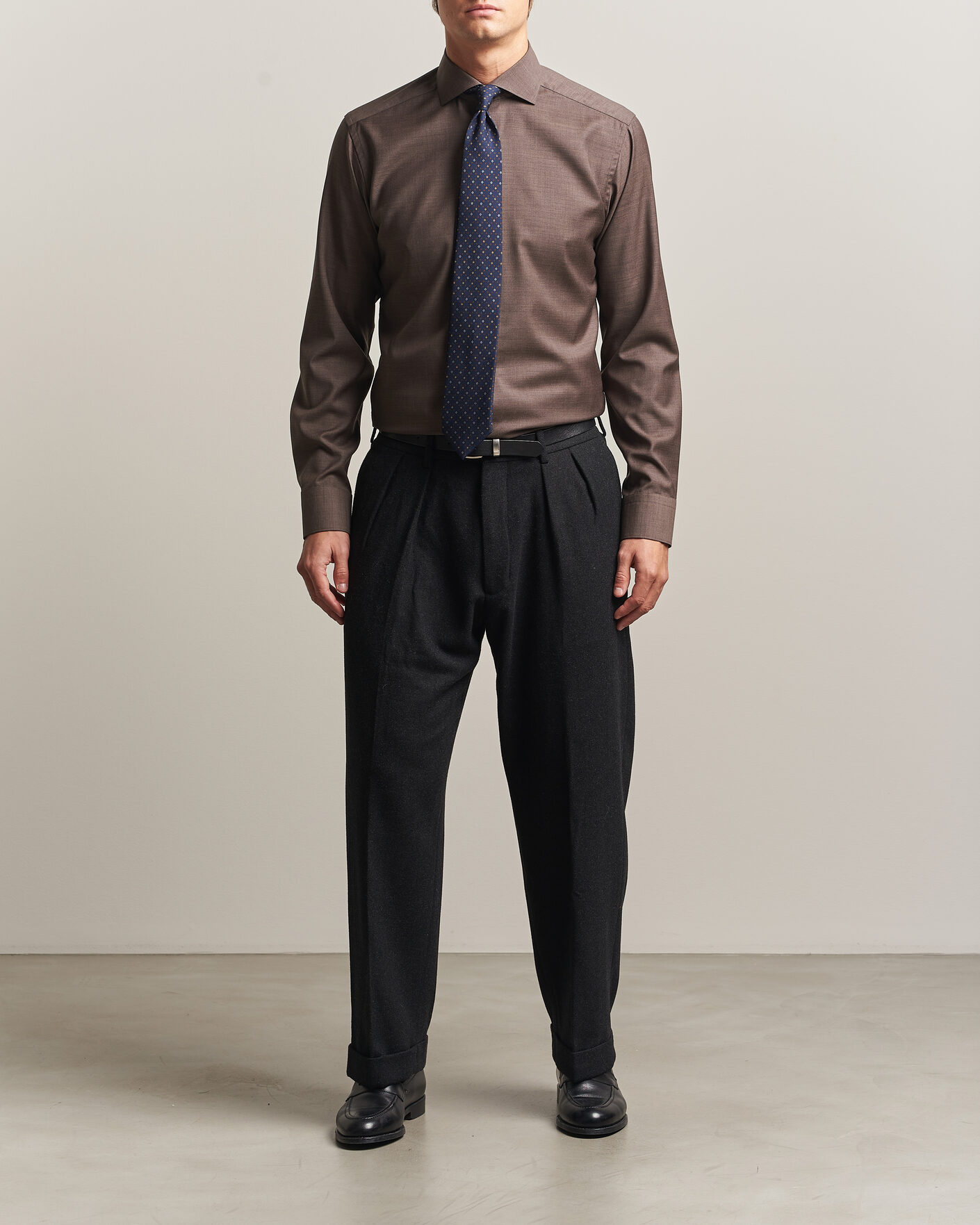 Men | Shirts | Eton | Slim Fit Merino Shirt Brown