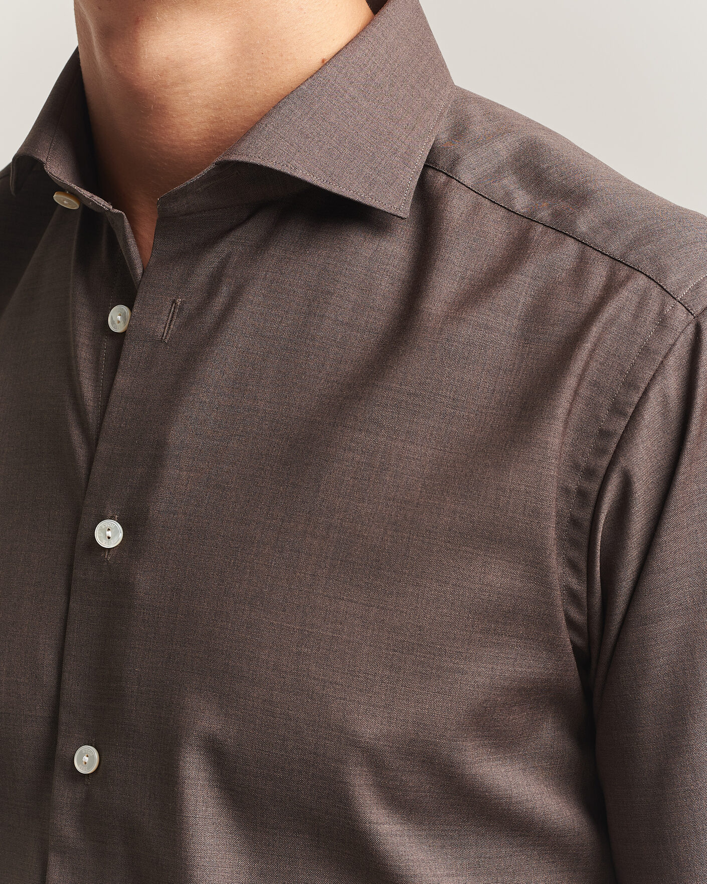 Men | Shirts | Eton | Slim Fit Merino Shirt Brown