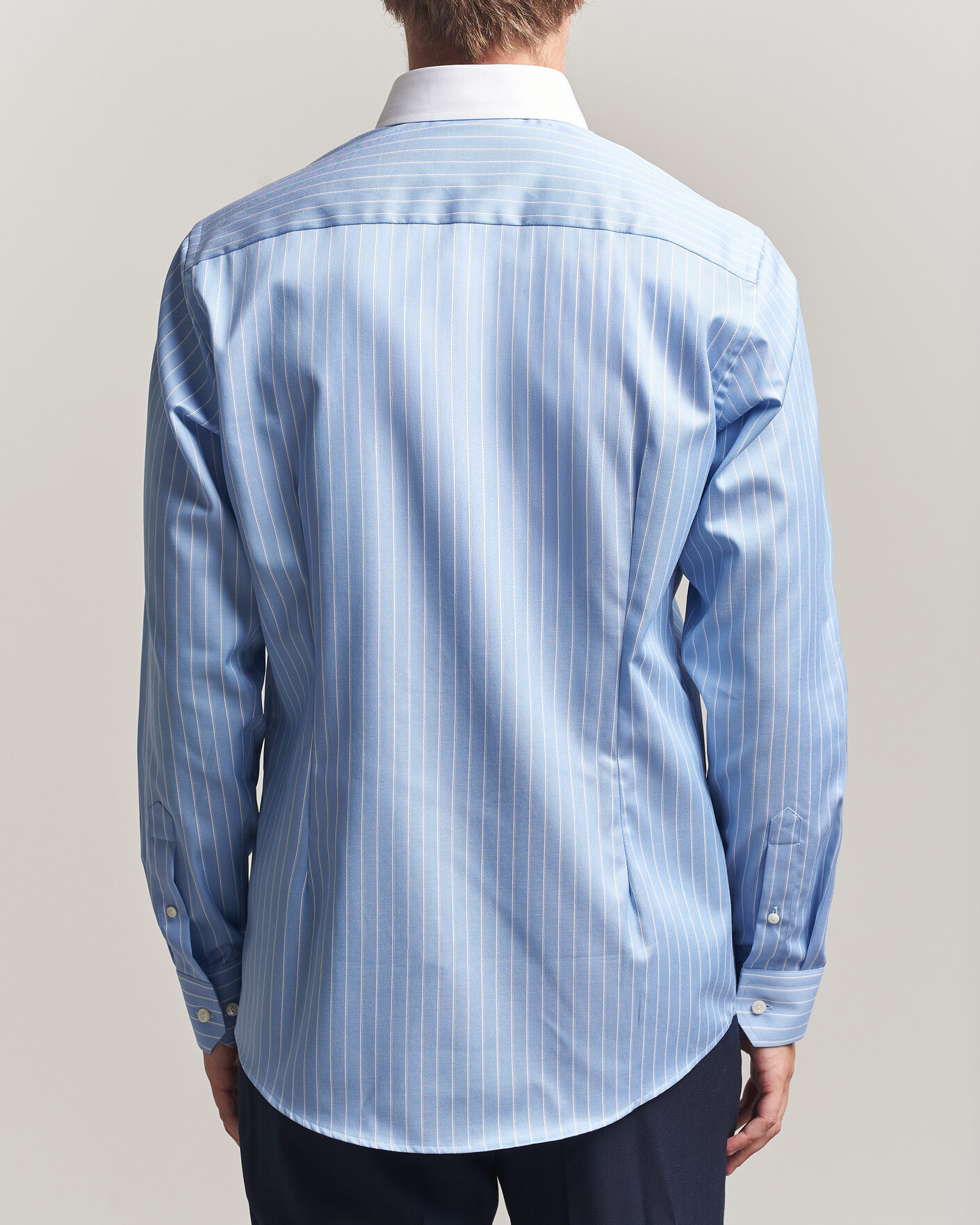 Men | Shirts | Eton | Slim Fit Signature Twill Striped Shirt Mid Blue