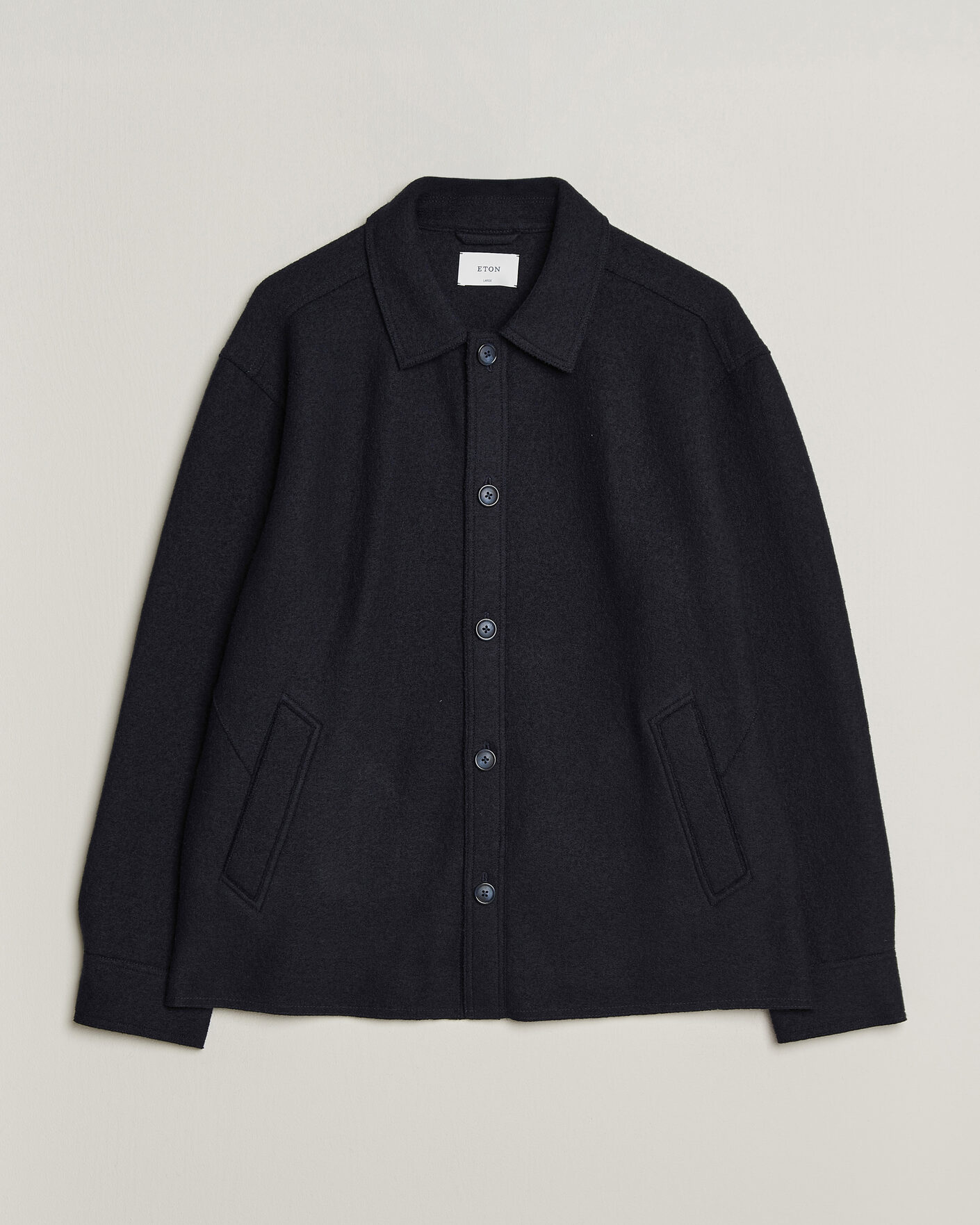 Men | Coats & Jackets | Eton | Boiled Wool Shirt Jacket Navy Blue