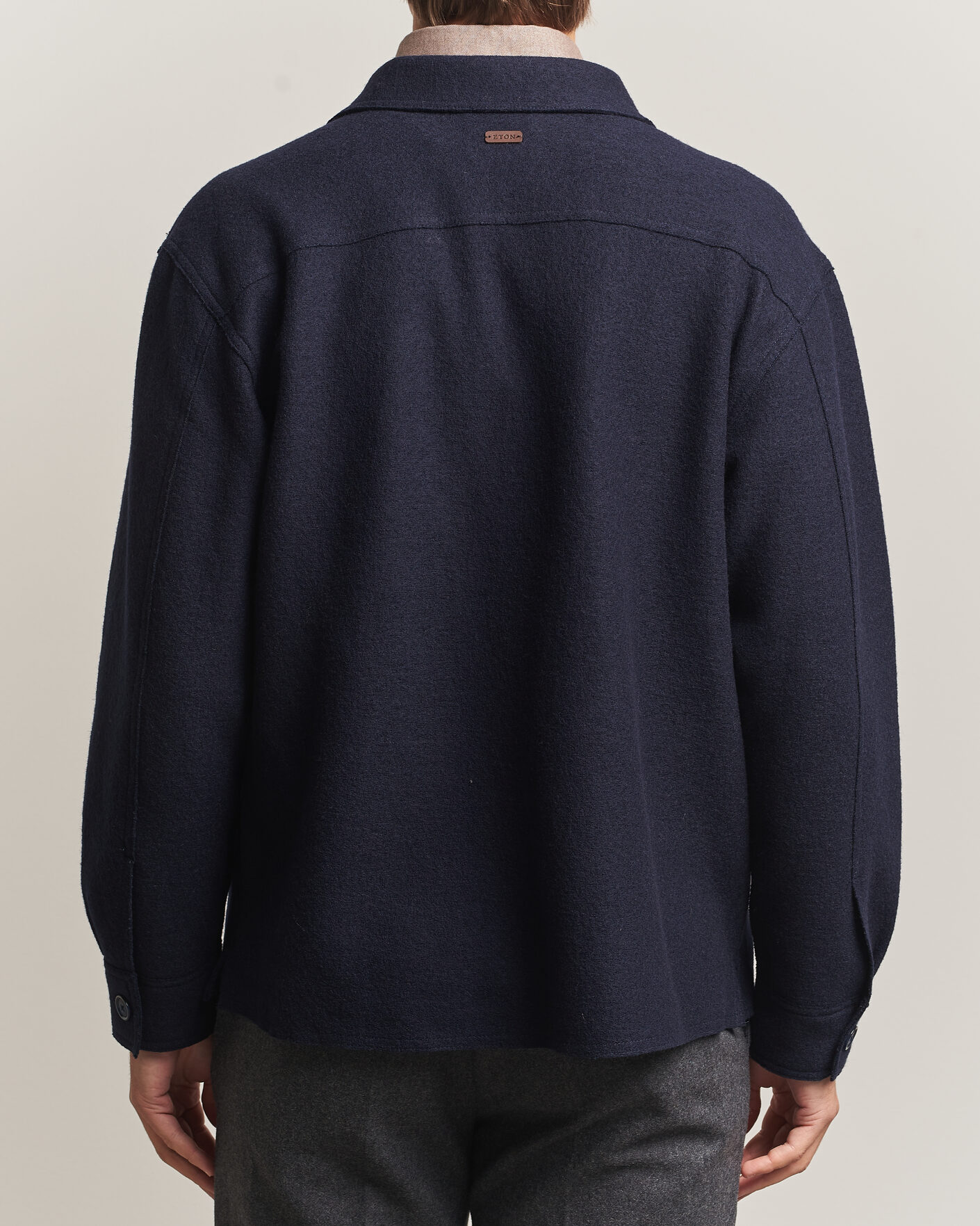 Men | Coats & Jackets | Eton | Boiled Wool Shirt Jacket Navy Blue