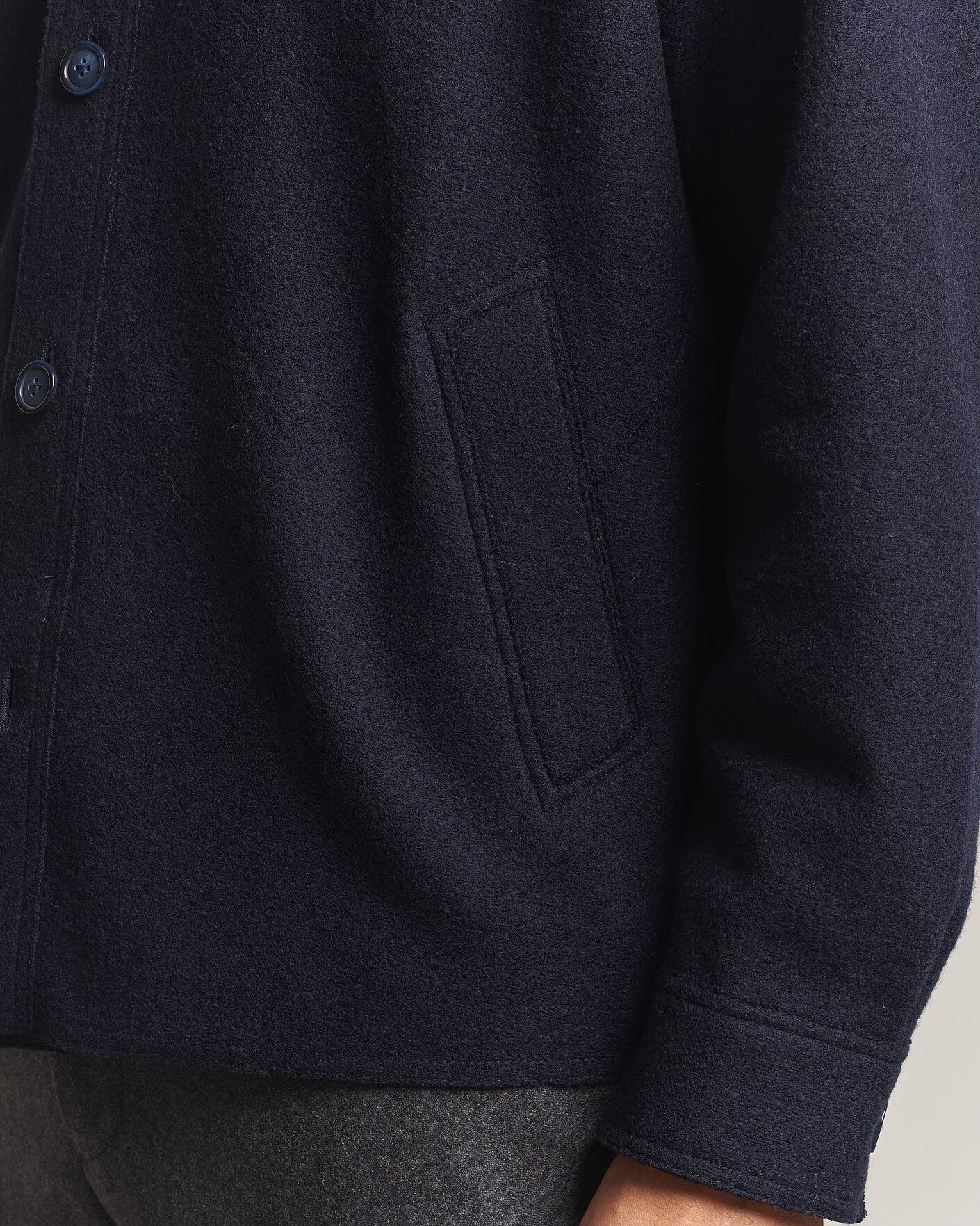 Men | Coats & Jackets | Eton | Boiled Wool Shirt Jacket Navy Blue