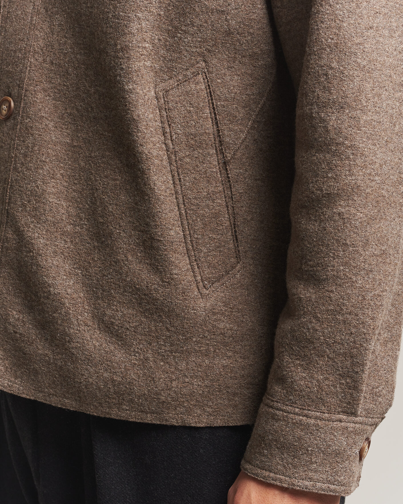 Men | Coats & Jackets | Eton | Boiled Wool Shirt Jacket Brown