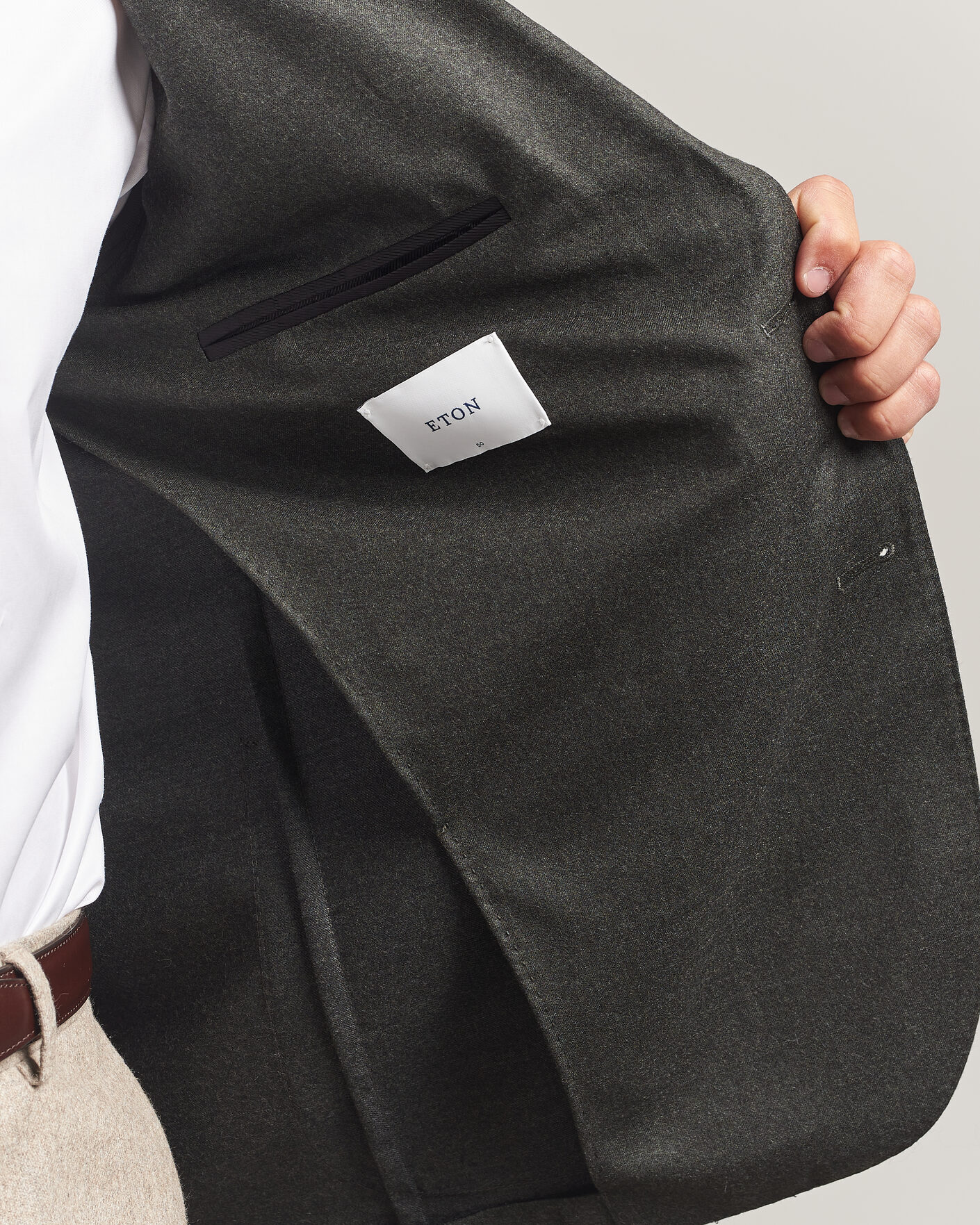 Men | Blazers | Eton | Wool Flannel Soft Jacket Dark Green