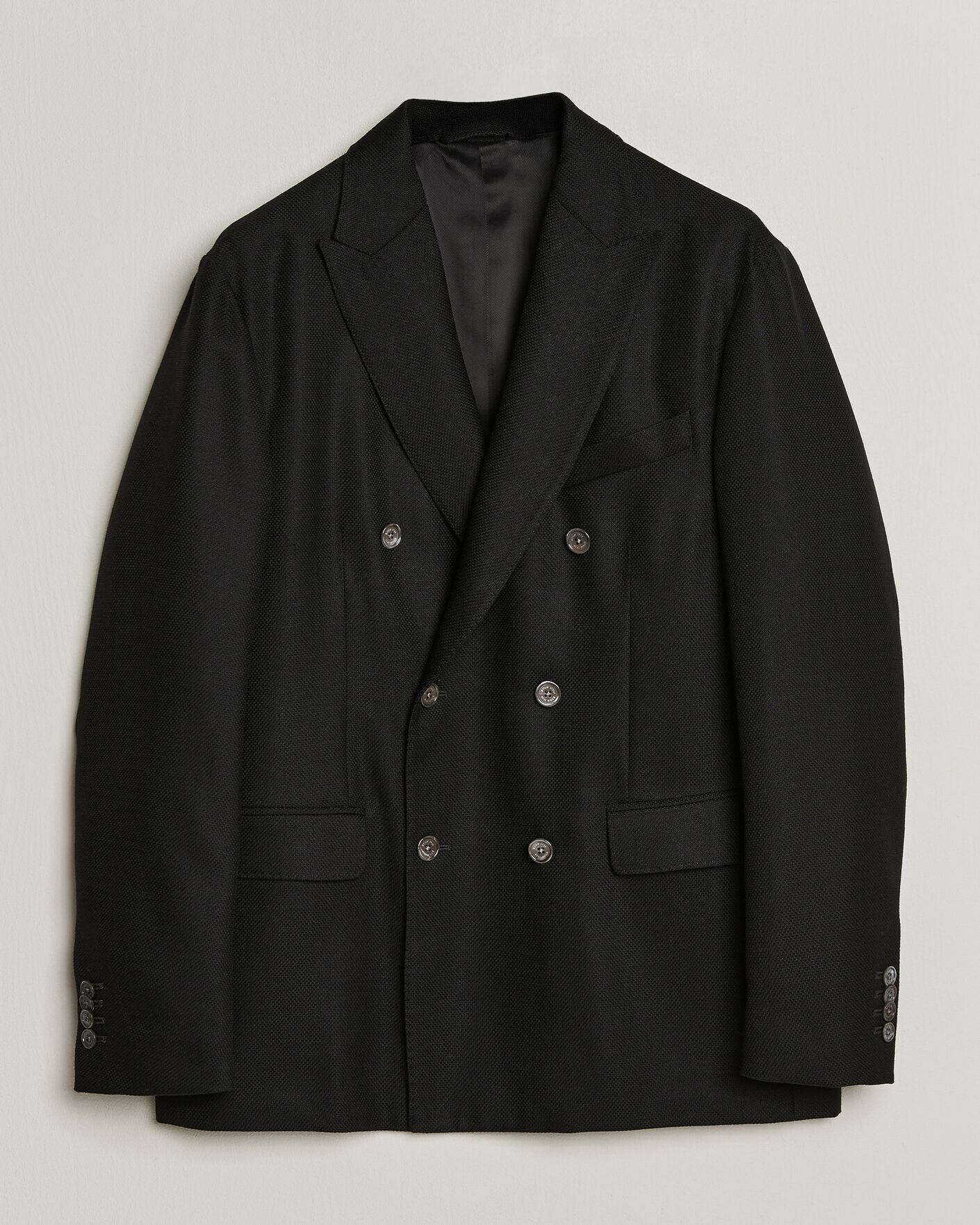 Men | Blazers | Eton | Double Breasted Hopsack Soft jacket Black