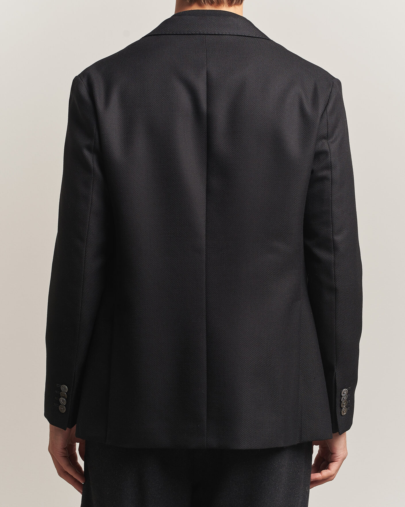 Men | Blazers | Eton | Double Breasted Hopsack Soft jacket Black
