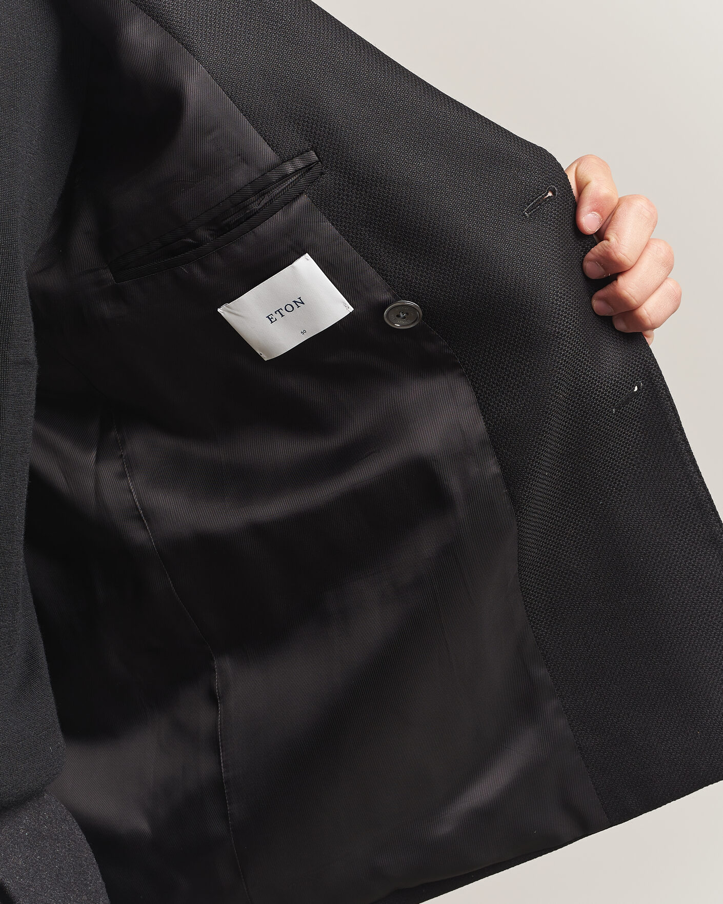 Men | Blazers | Eton | Double Breasted Hopsack Soft jacket Black