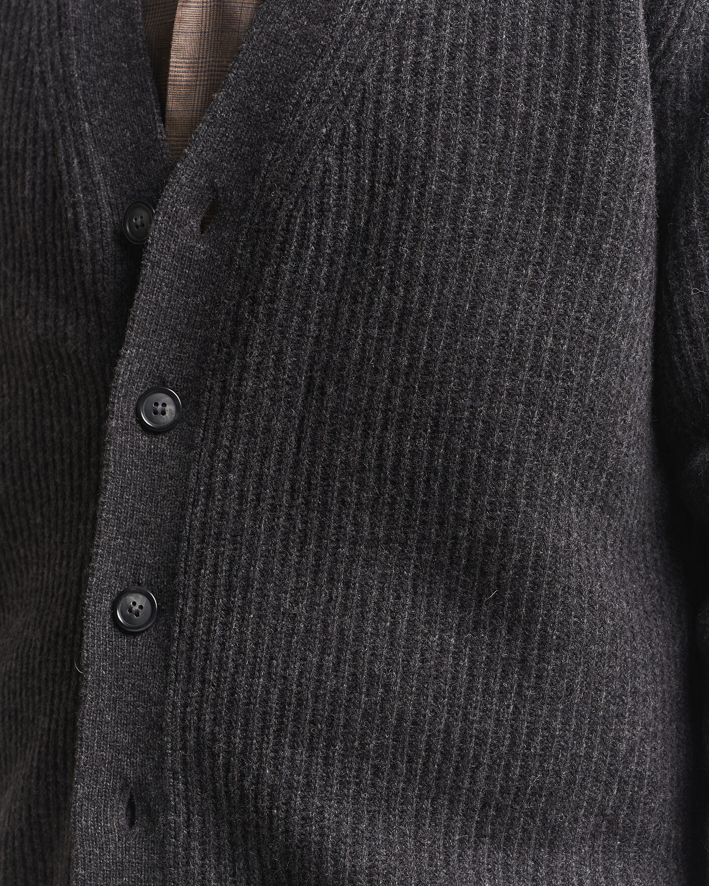 Men | Sweaters & Knitwear | Eton | Merino Wool Rib Cardigan Dark Grey