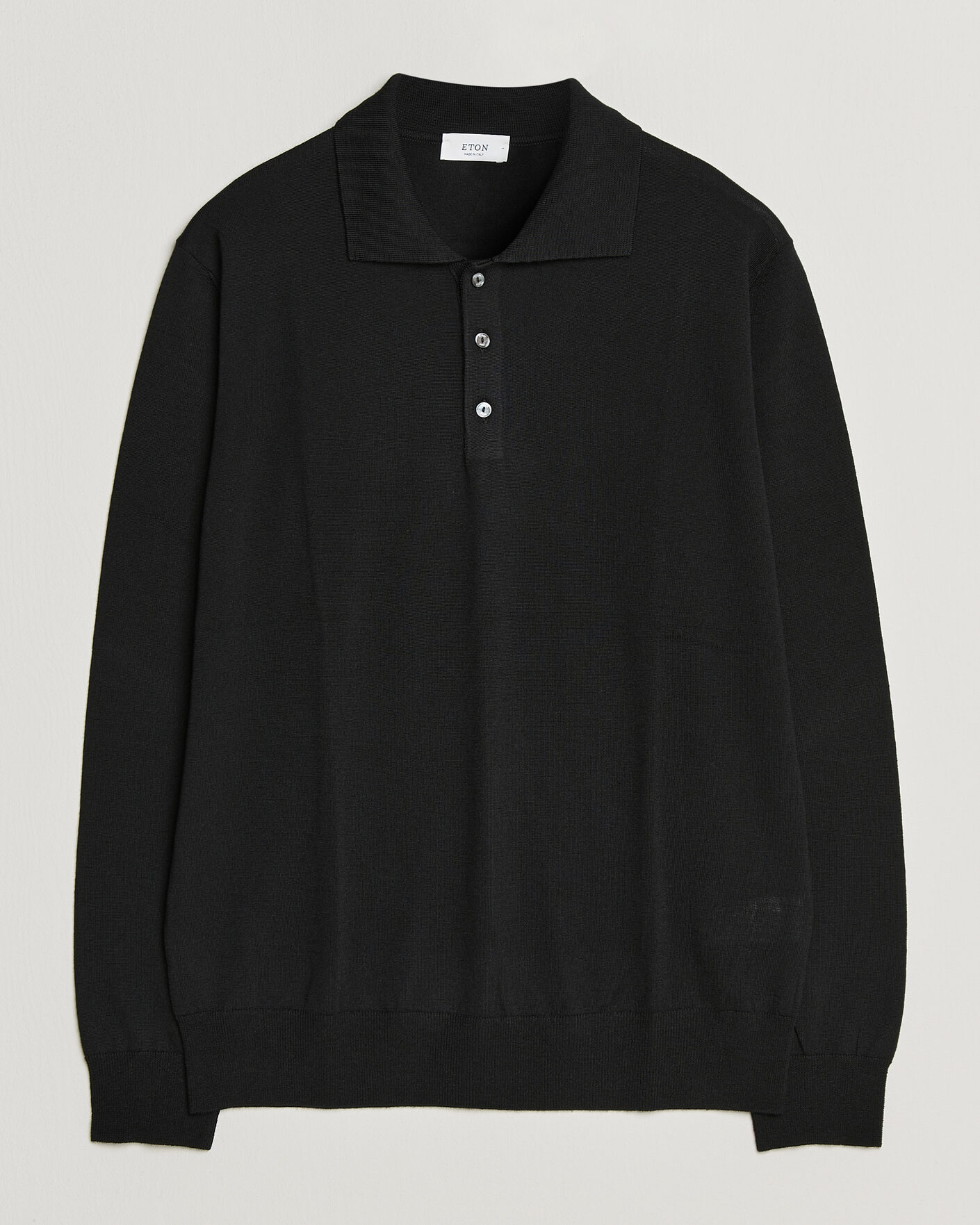 Men | Sweaters & Knitwear | Eton | Merino Wool Knitted Polo Black