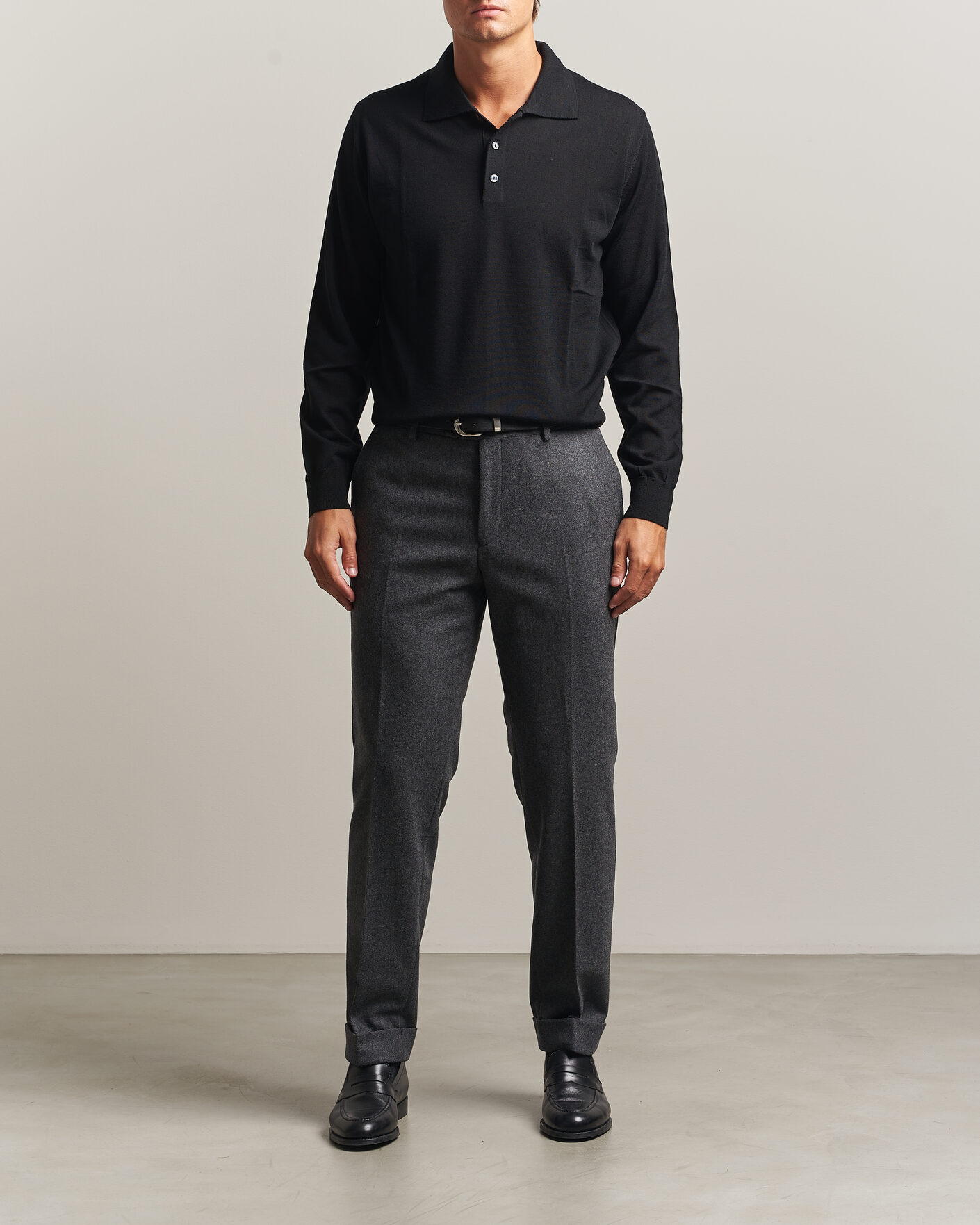 Men | Sweaters & Knitwear | Eton | Merino Wool Knitted Polo Black