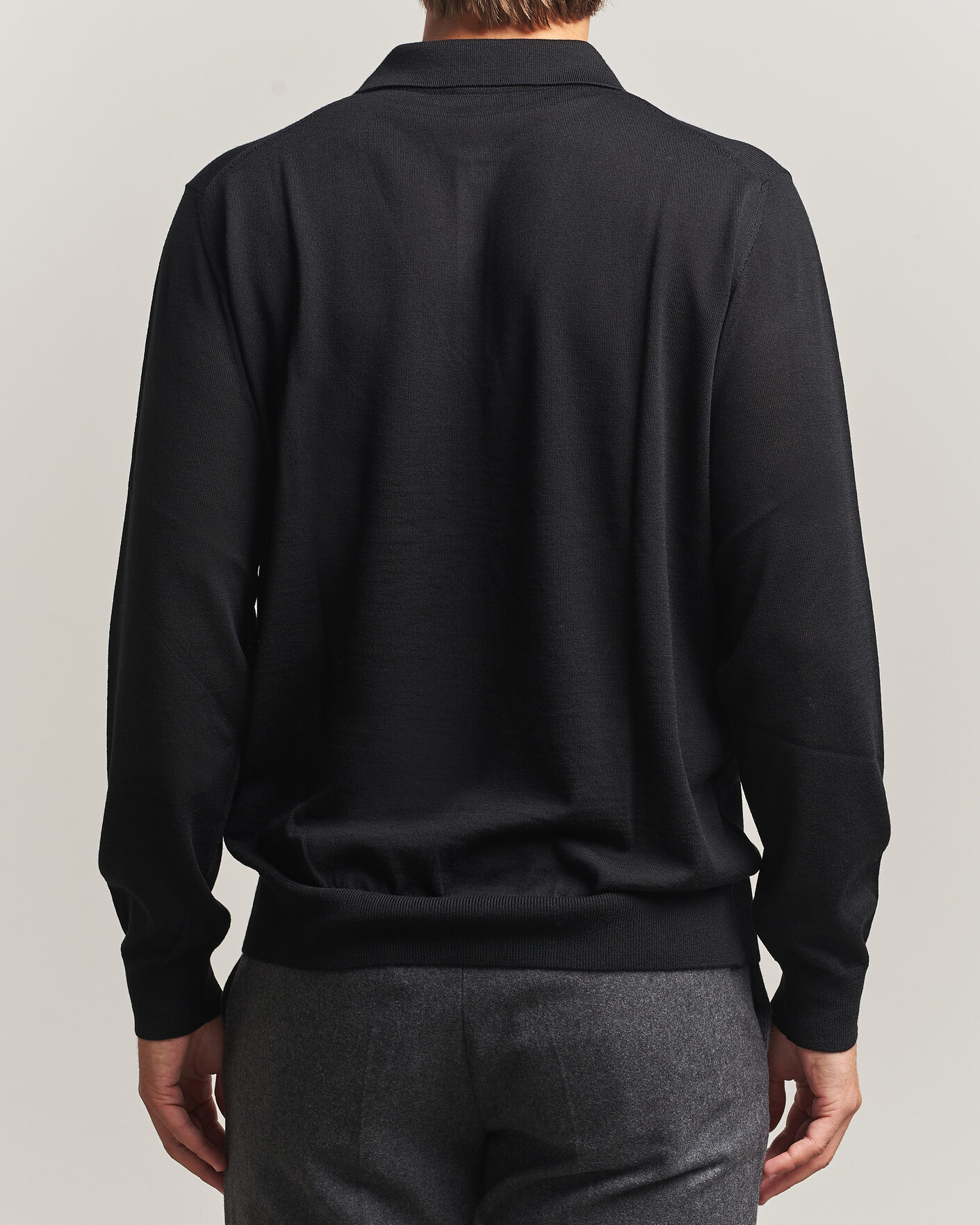 Men | Sweaters & Knitwear | Eton | Merino Wool Knitted Polo Black