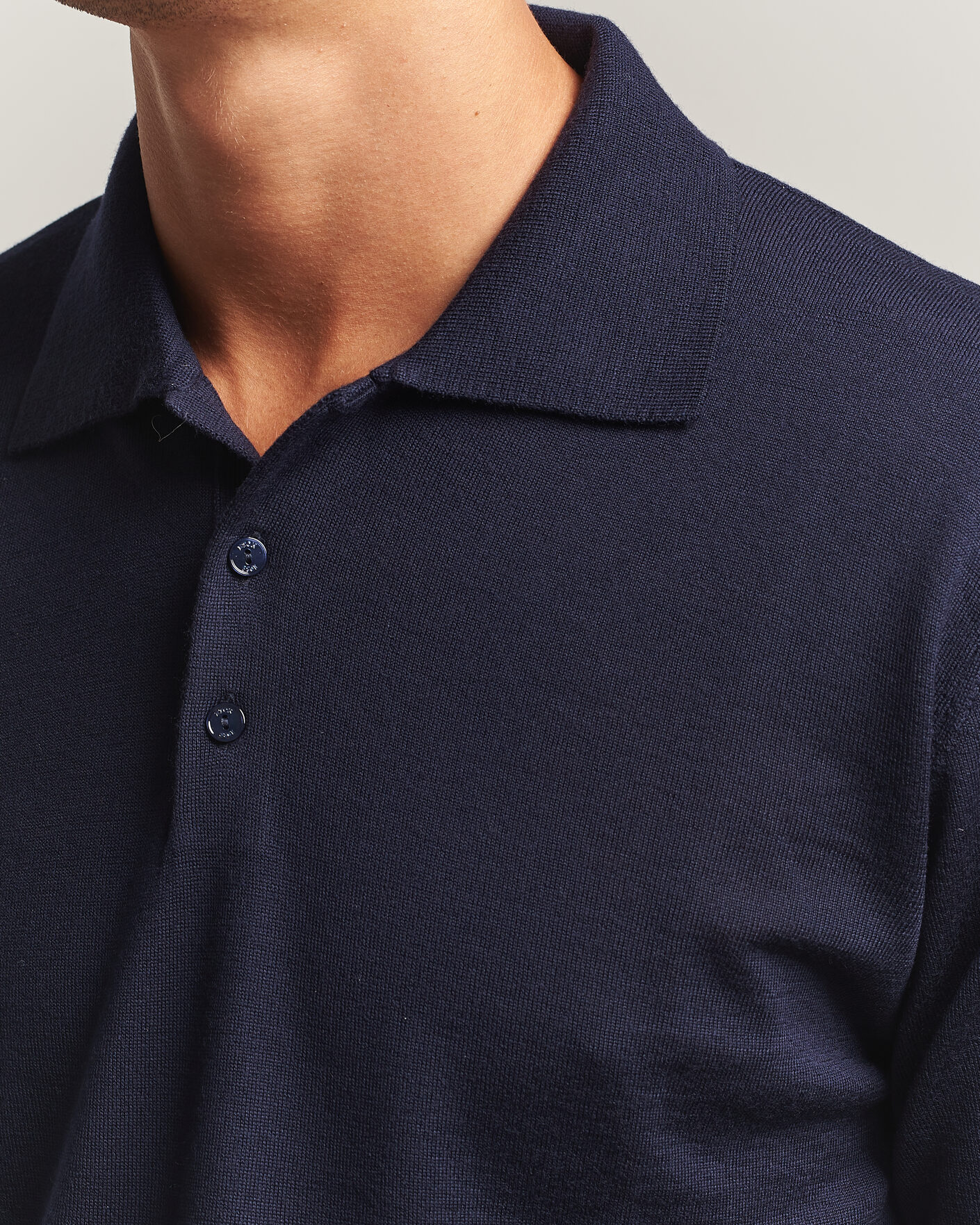 Men | Sweaters & Knitwear | Eton | Merino Wool Knitted Polo Navy Blue