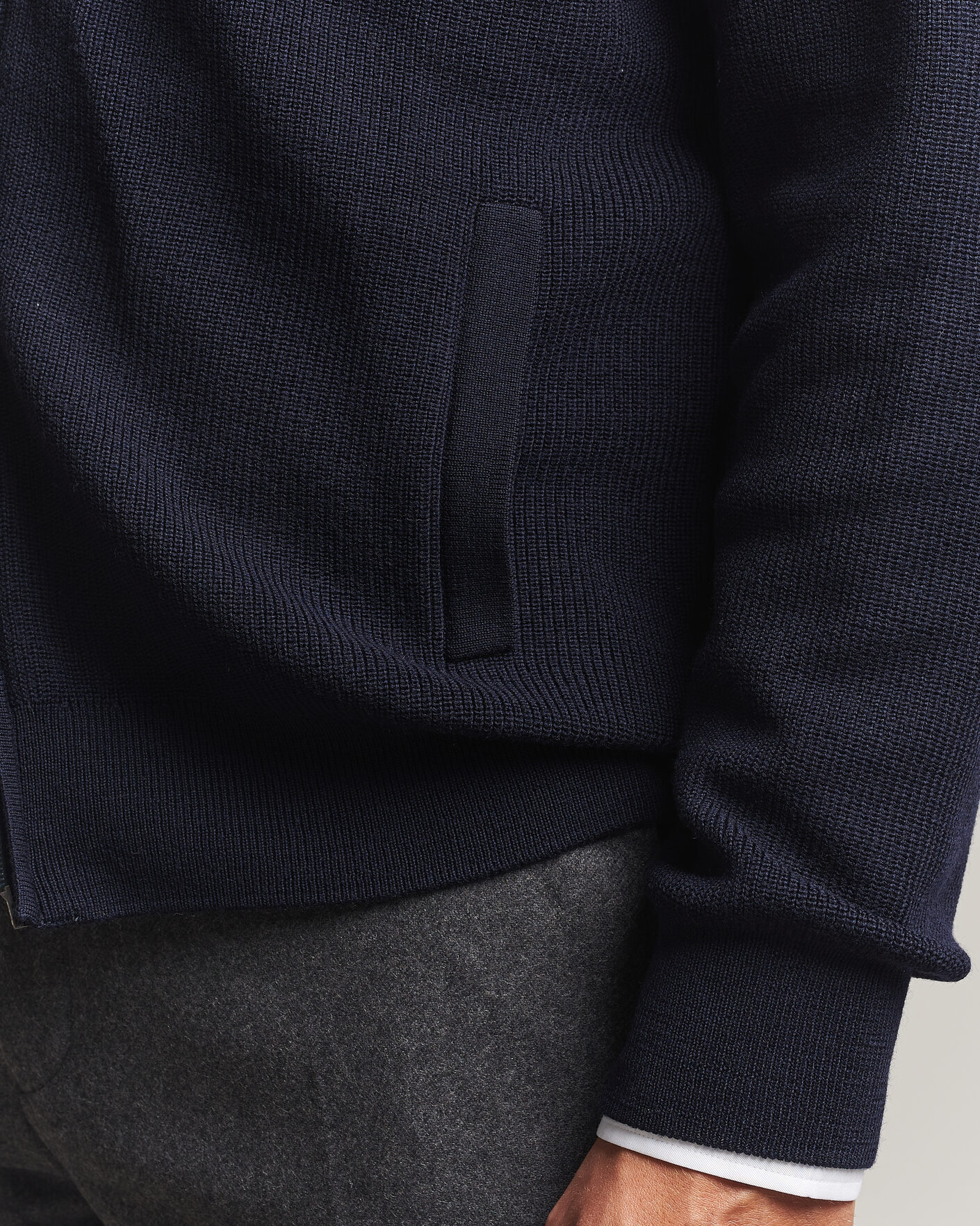 Men | Sweaters & Knitwear | Eton | Merino Wool Knitted Full Zip Navy Blue