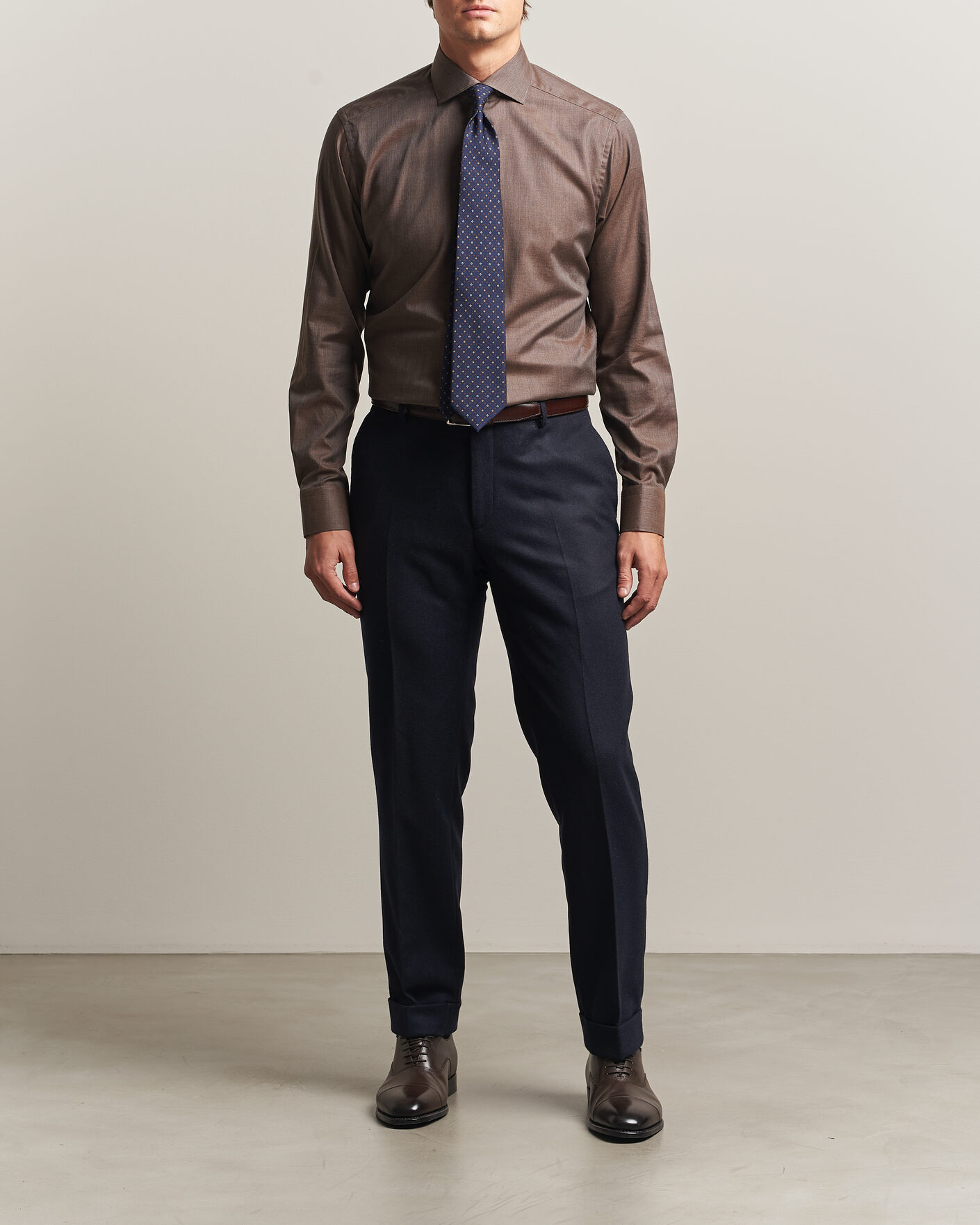 Men | Shirts | Eton | Slim Fit Signature Flannel Shirt Brown