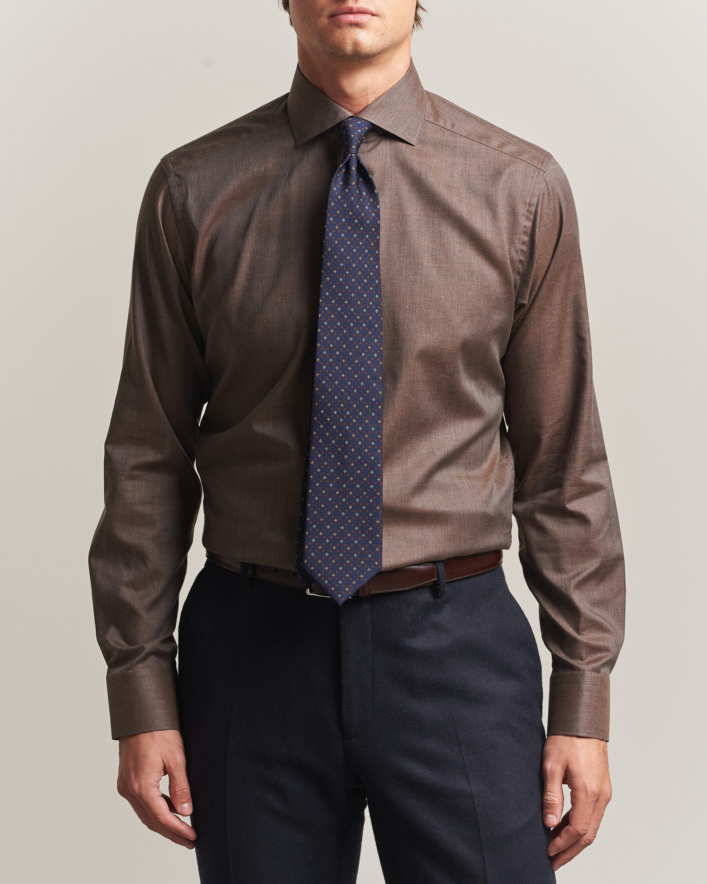 Men | Shirts | Eton | Slim Fit Signature Flannel Shirt Brown