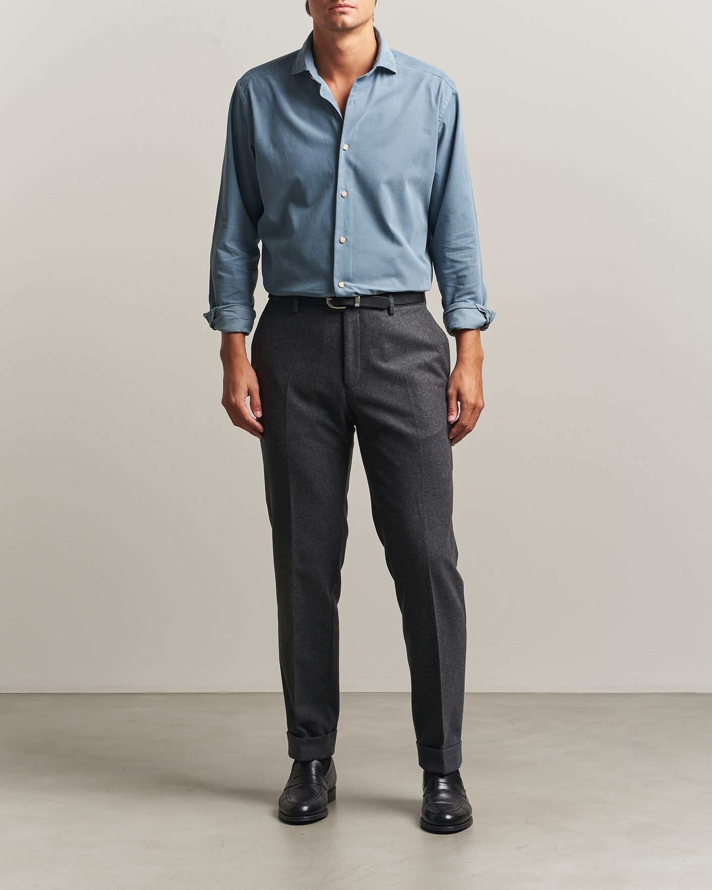 Men | Shirts | Eton | Casual Fit Corduroy Shirt Blue