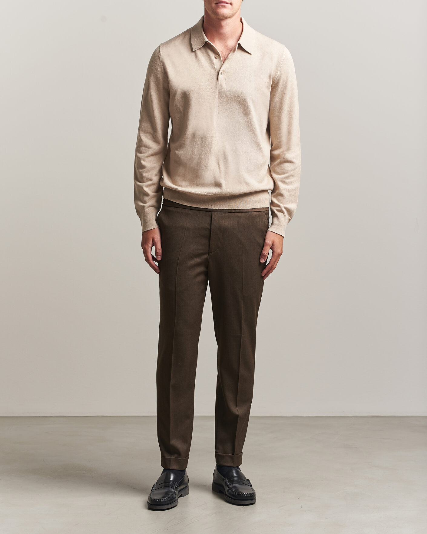 Men | Trousers | Filippa K | Terry Wool Trousers Walnut Brown