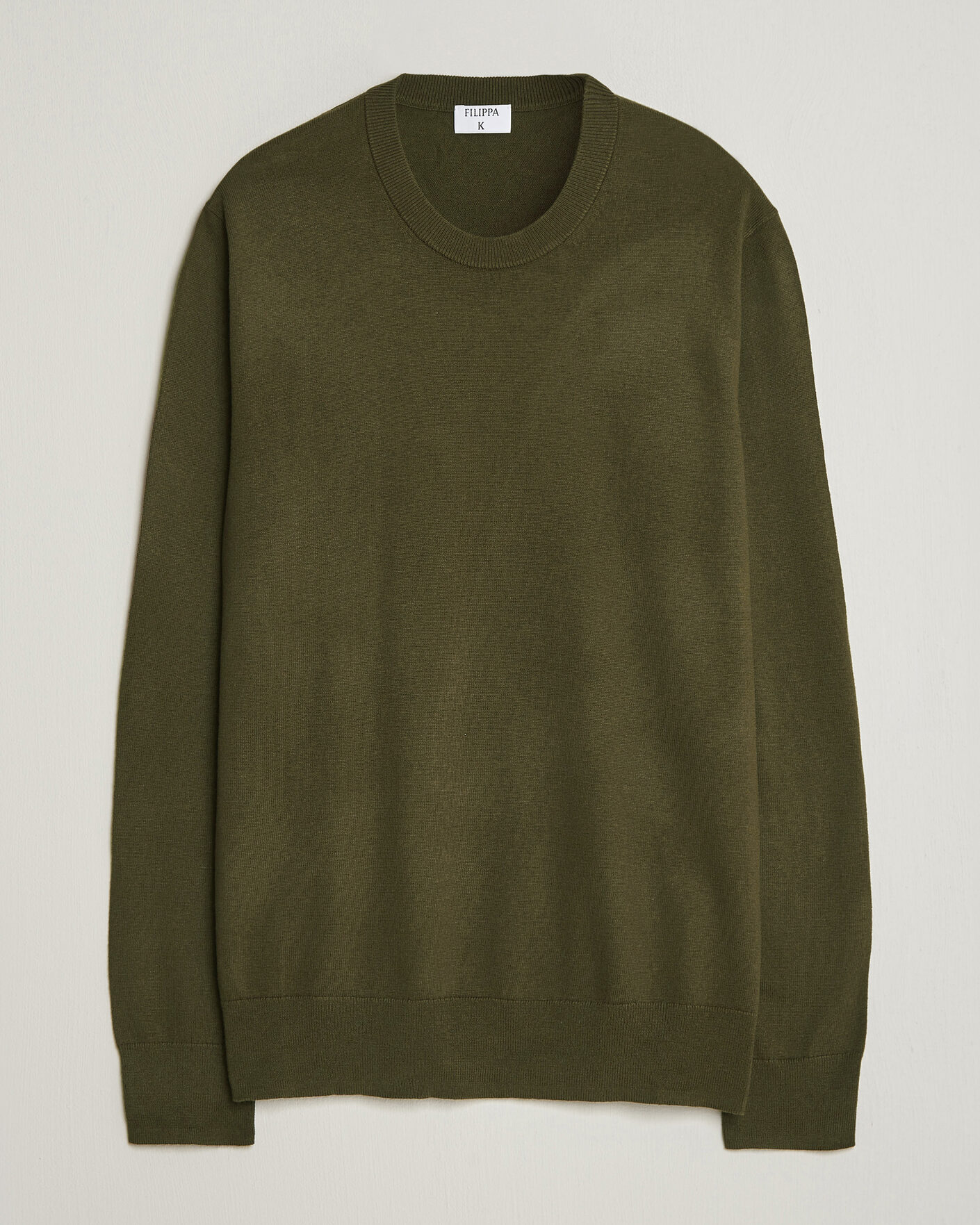 Men | Sweaters & Knitwear | Filippa K | Cotton Merino Knitted Sweater Dark Moss Green