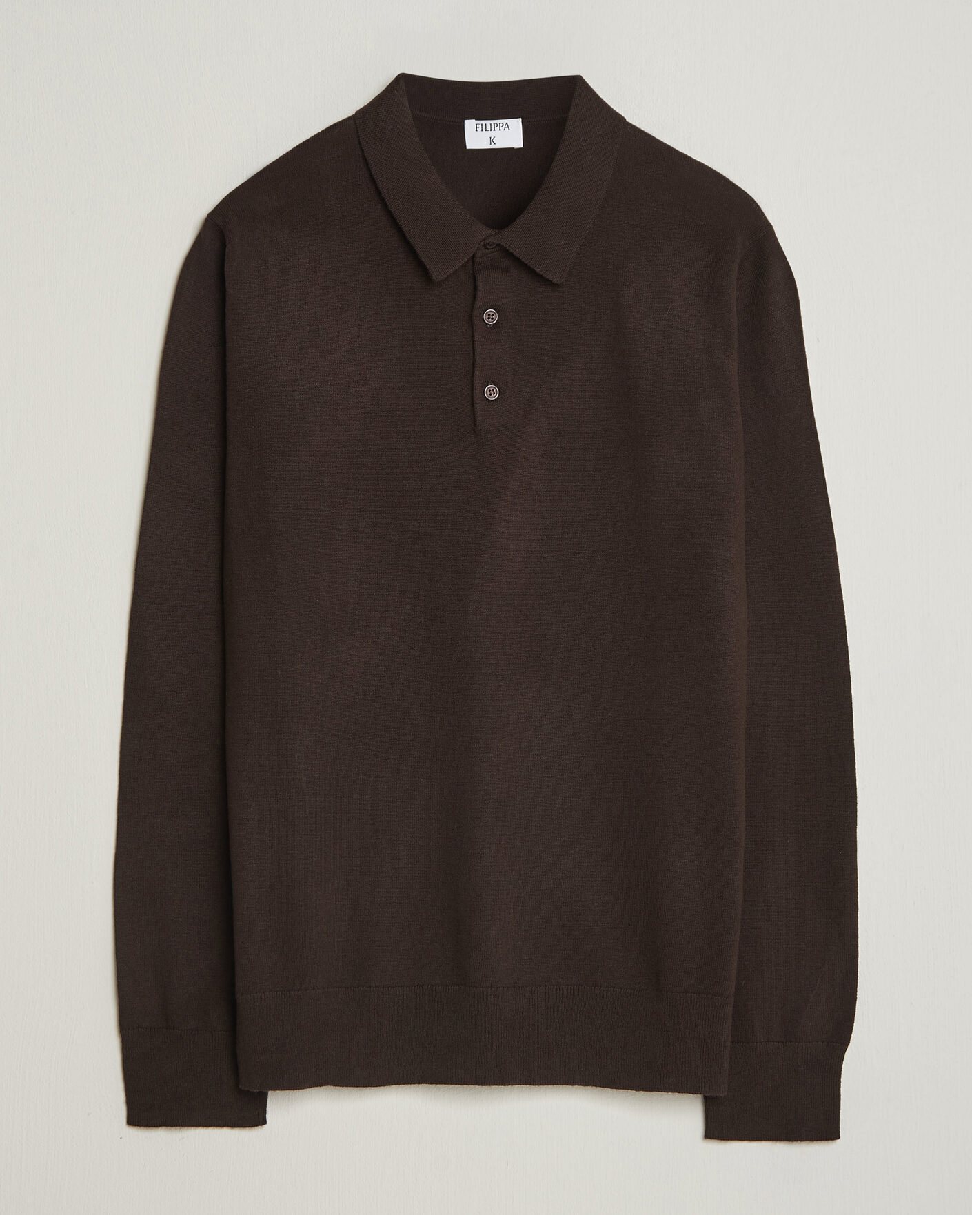 Men | Sweaters & Knitwear | Filippa K | Knitted Polo Shirt Dark Chocolate